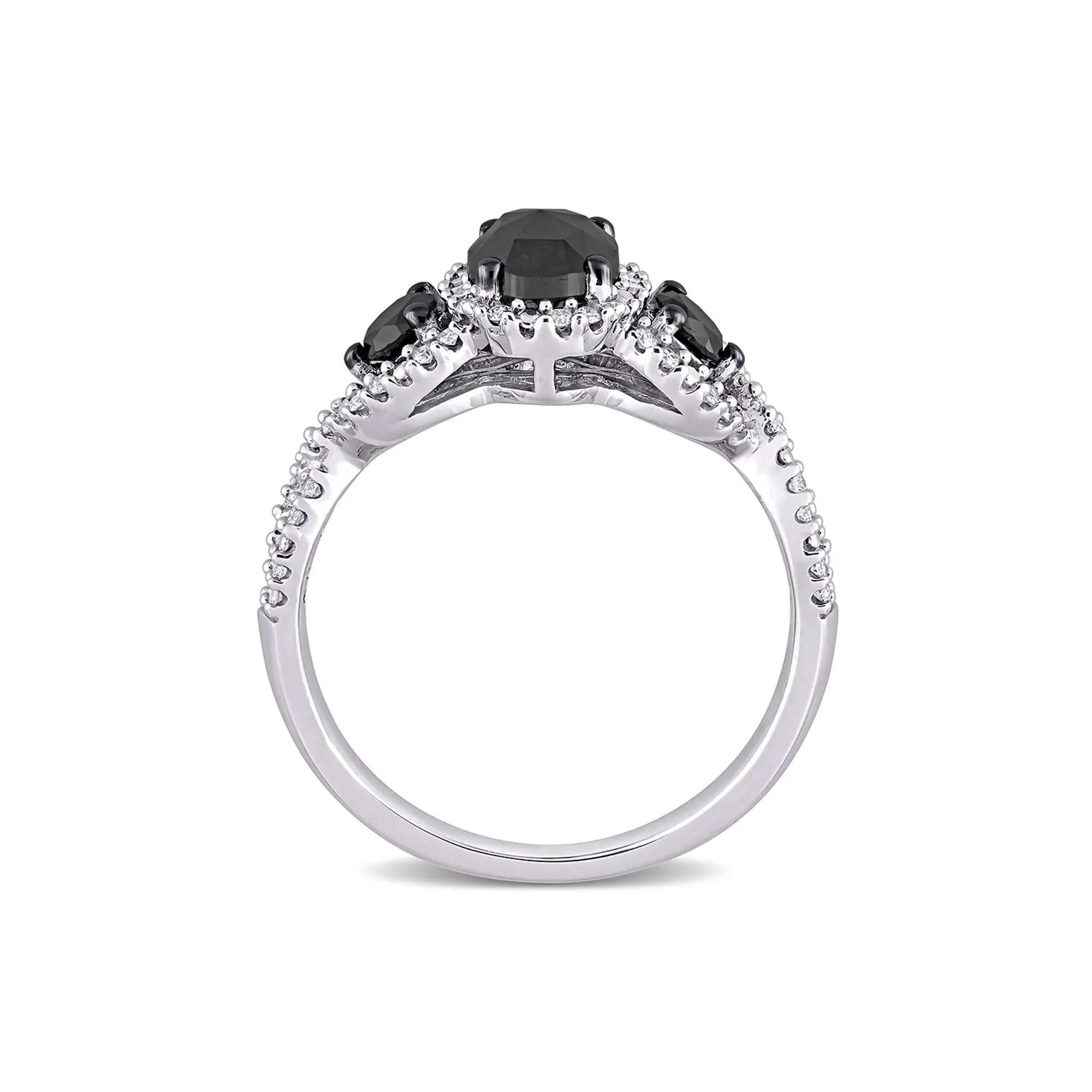 1/3 CT. Tw. Black & White Diamond Ring 14K White Gold Round Brilliant Cut Size 8.5 - Image 2