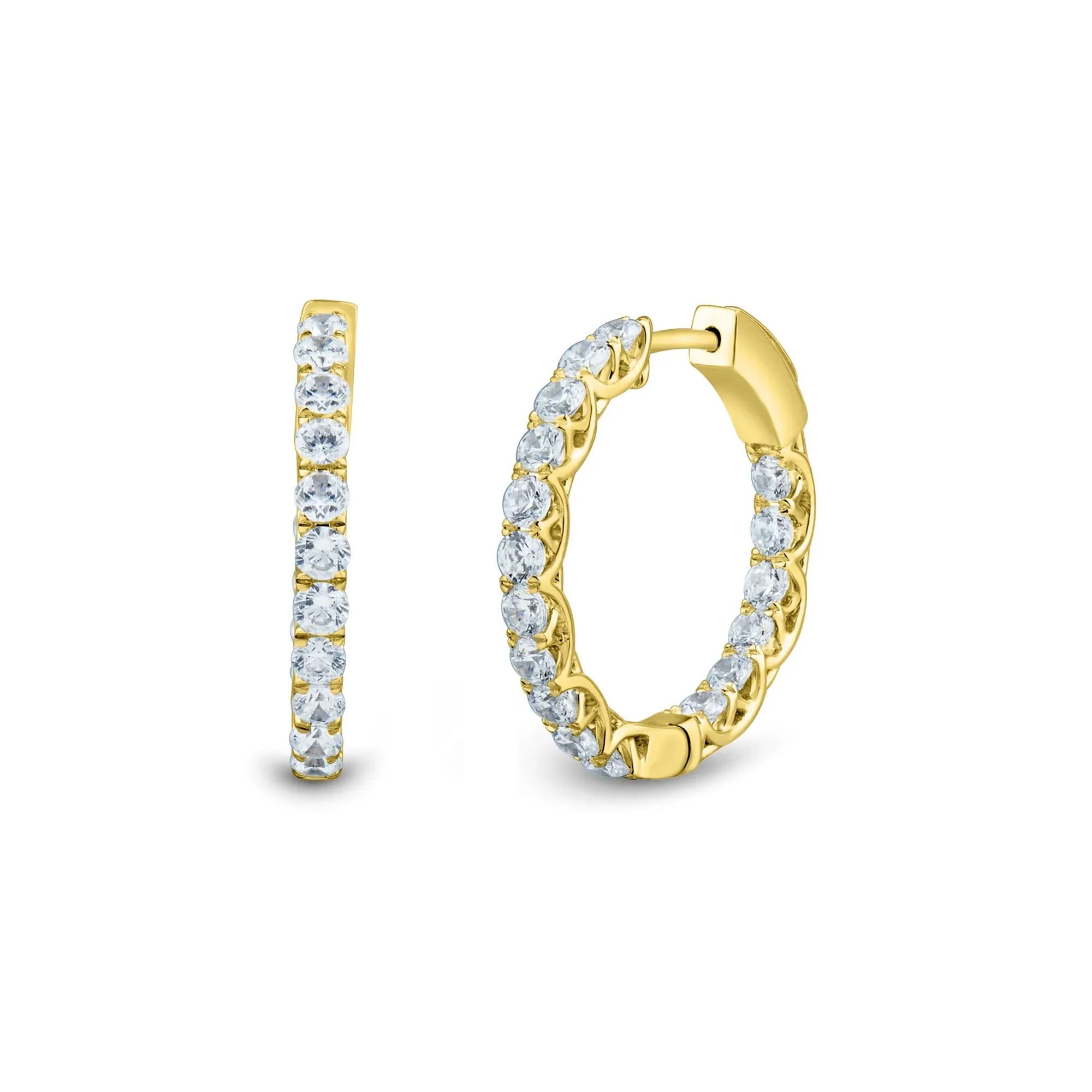 2 CT. Tw. Lab Grown Diamond Inside-Out Hoop Earrings 14K Yellow Gold Size 25.00mm