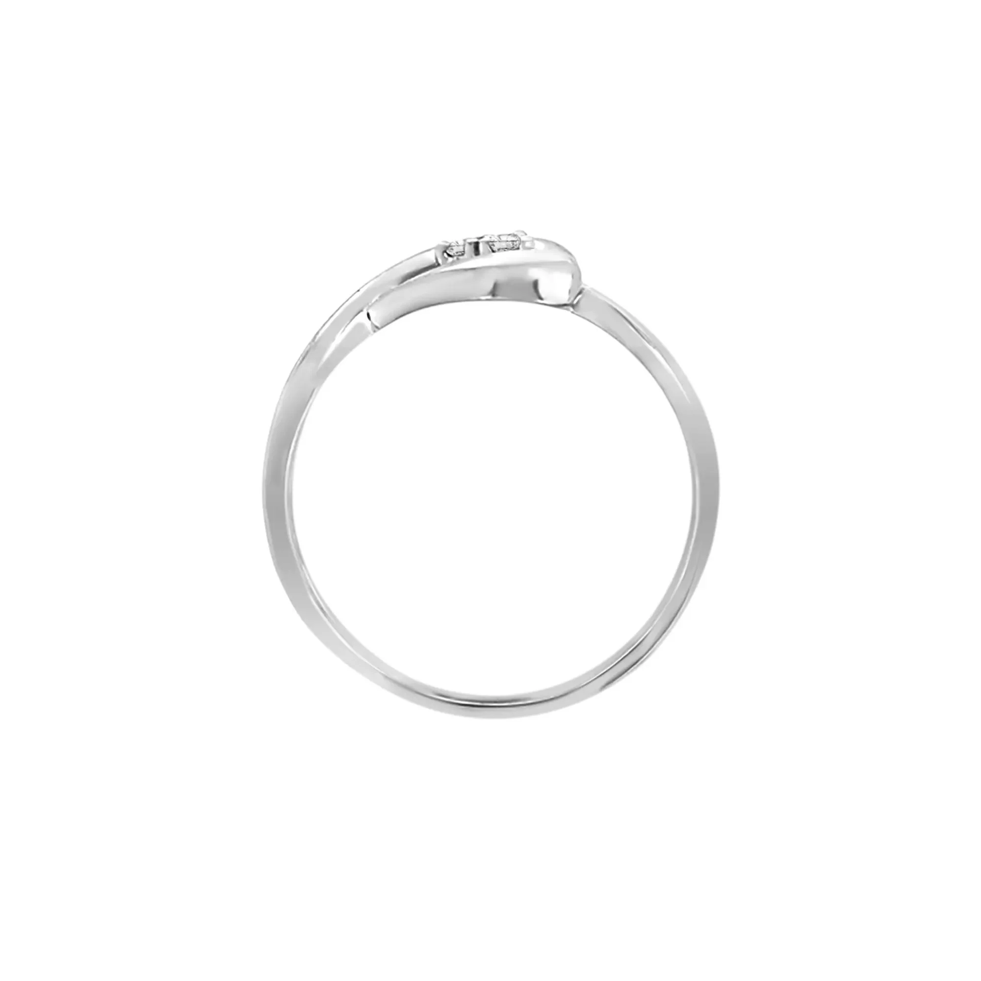 Diamond Heart Ring 10K White Gold Round Brilliant Cut Size 7 - Image 3