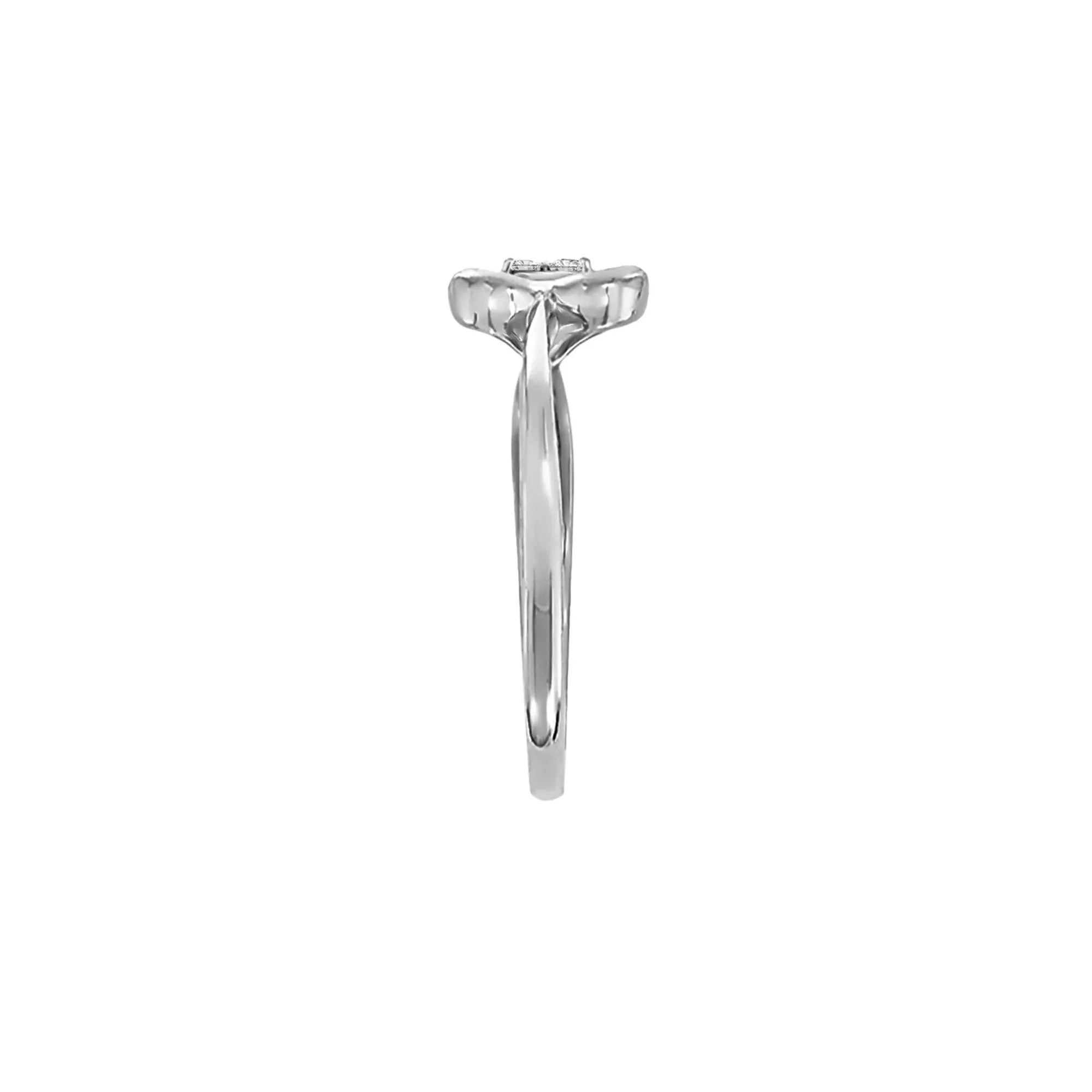 Diamond Heart Ring 10K White Gold Round Brilliant Cut Size 8 - Image 2