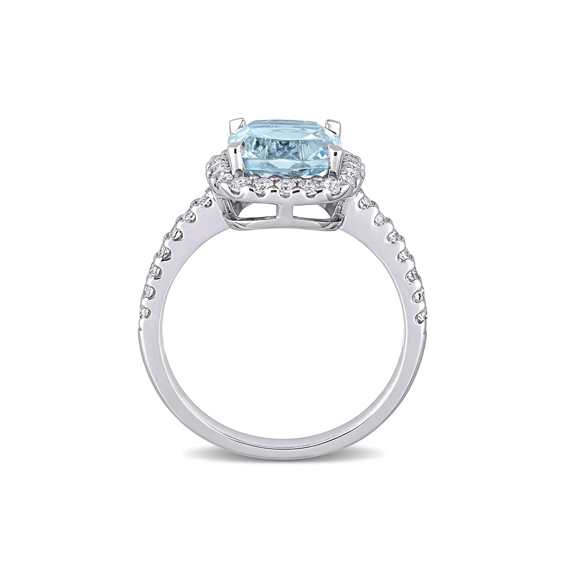Blue & White Topaz Ring 10K White Gold Size 10 - Image 2