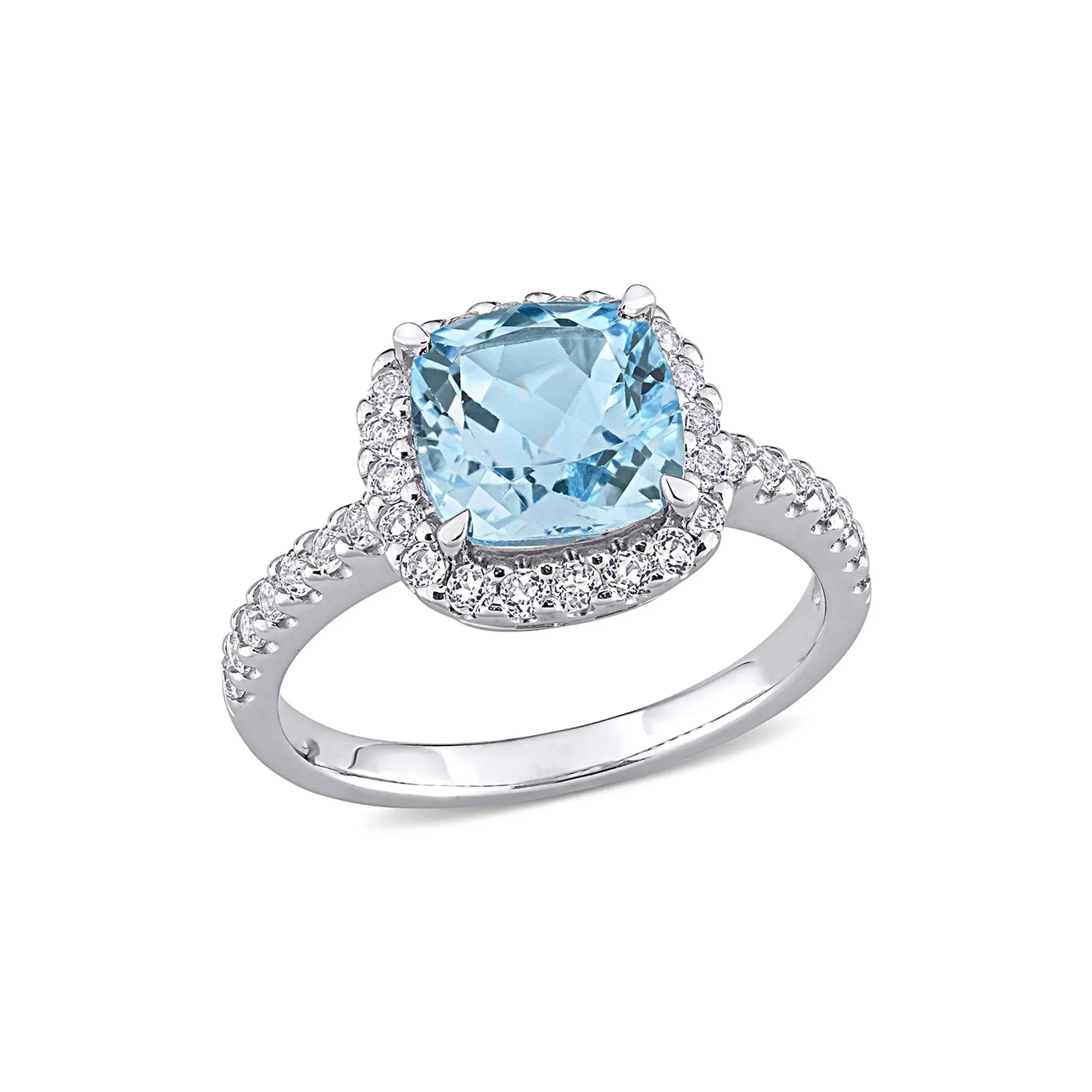 Blue & White Topaz Ring 10K White Gold Size 10.5 - Image 4