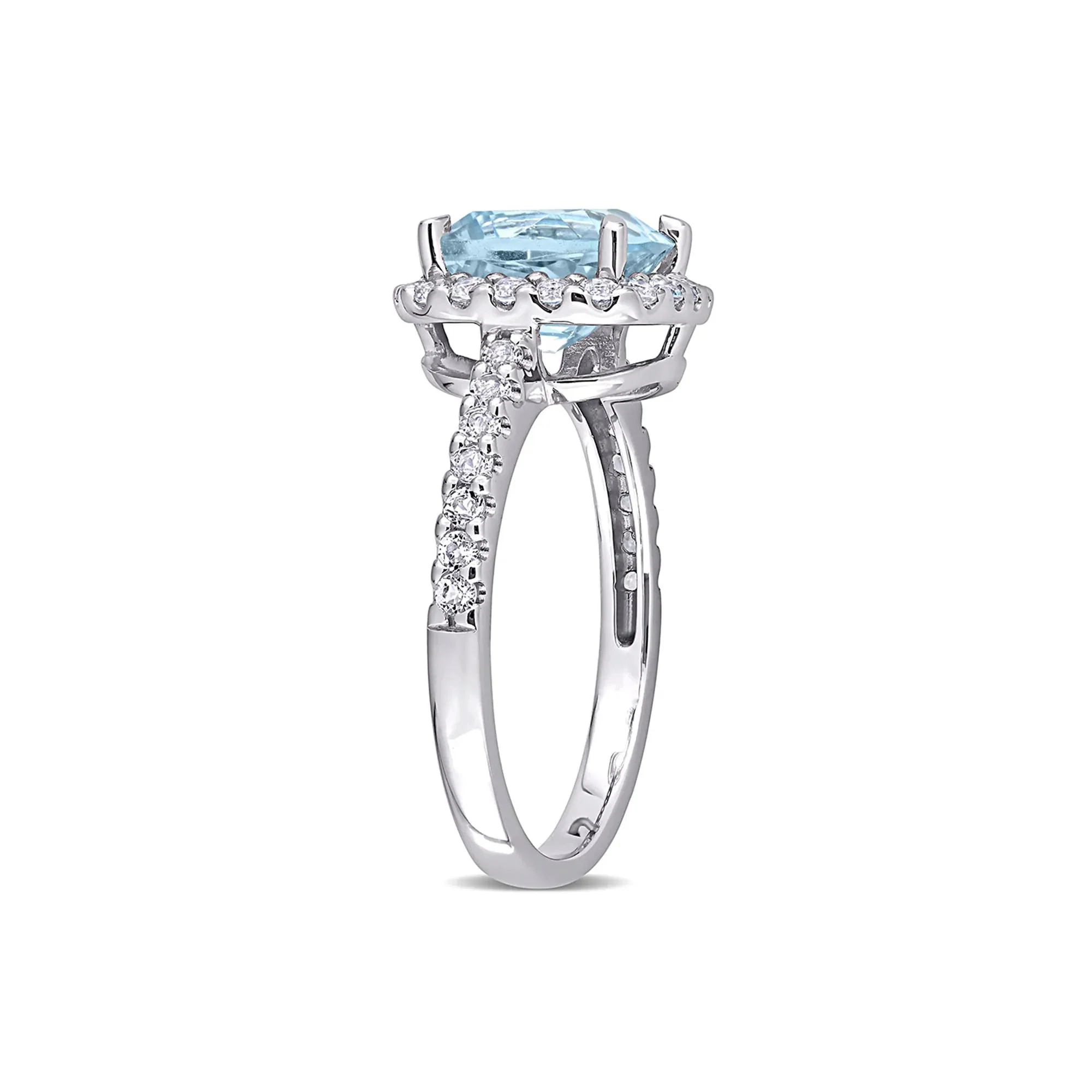 Blue & White Topaz Ring 10K White Gold Size 8 - Image 3