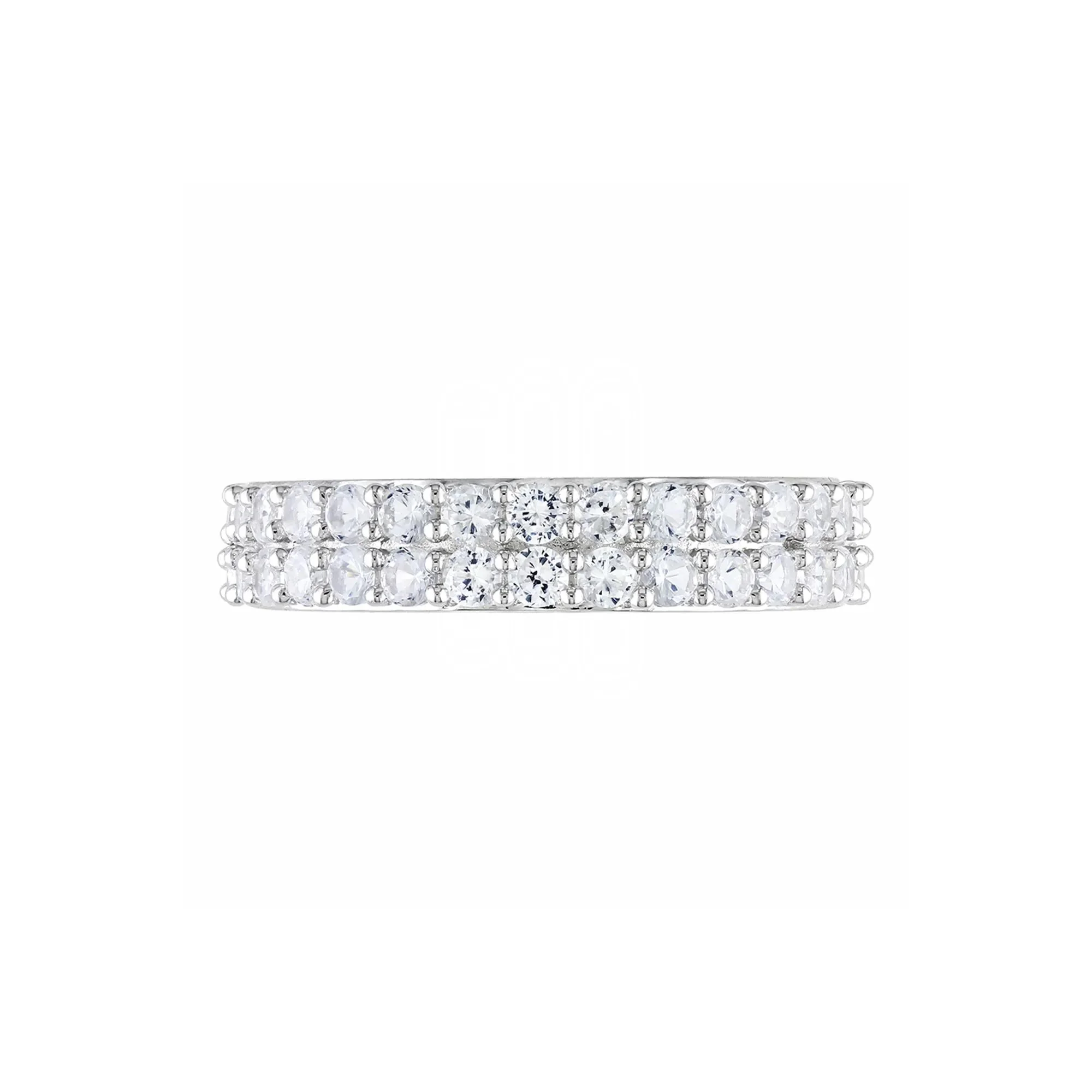 Lab Created Sapphire Band Ring .925 Sterling Silver White Size 8