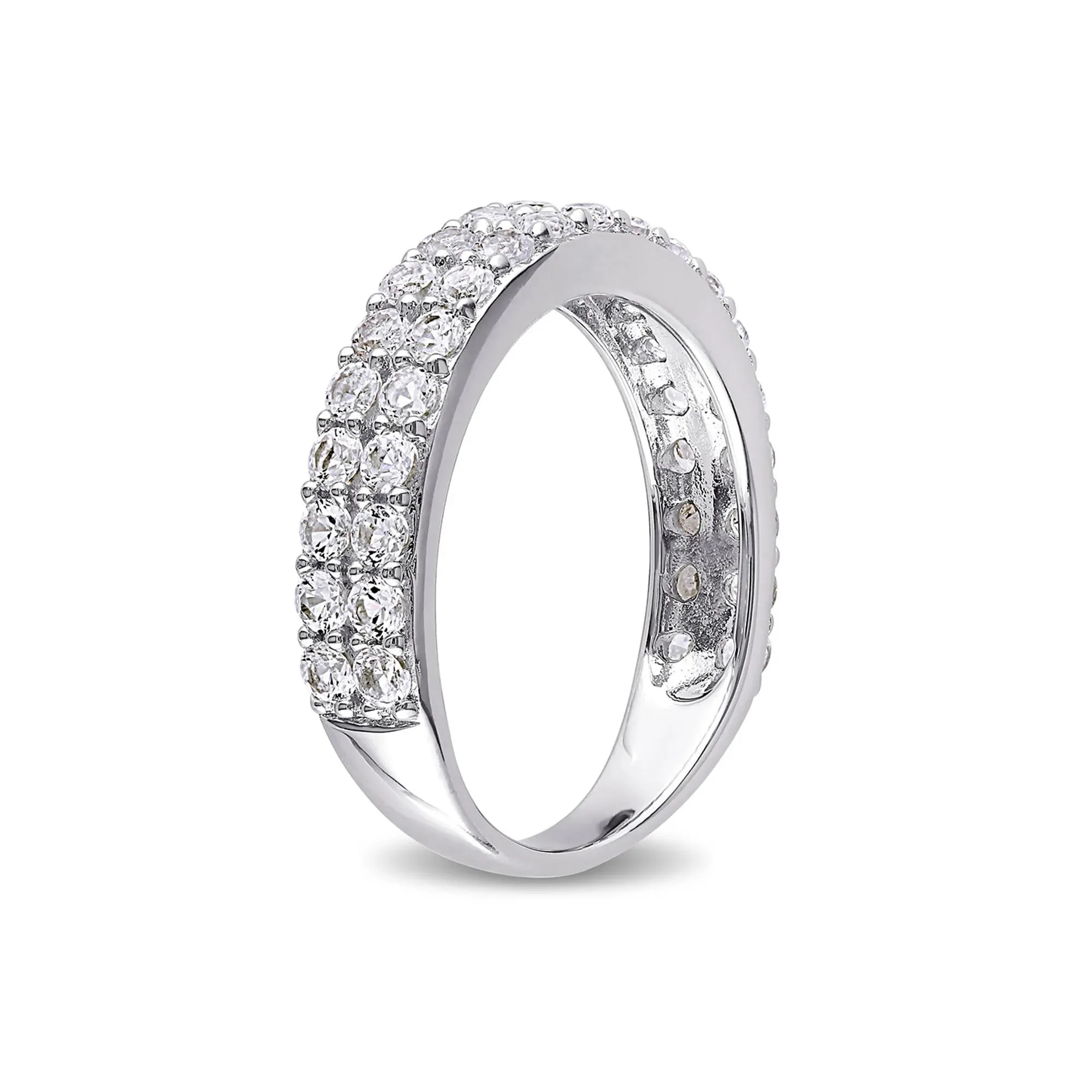 Lab Created Sapphire Band Ring .925 Sterling Silver White Size 9.5 - Image 3