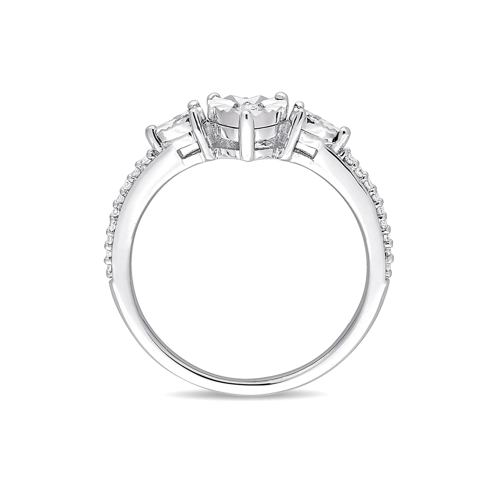 1/7 CT. Tw. Diamond Promise Ring .925 Sterling Silver Round Brilliant Cut White Size 7.5 - Image 2