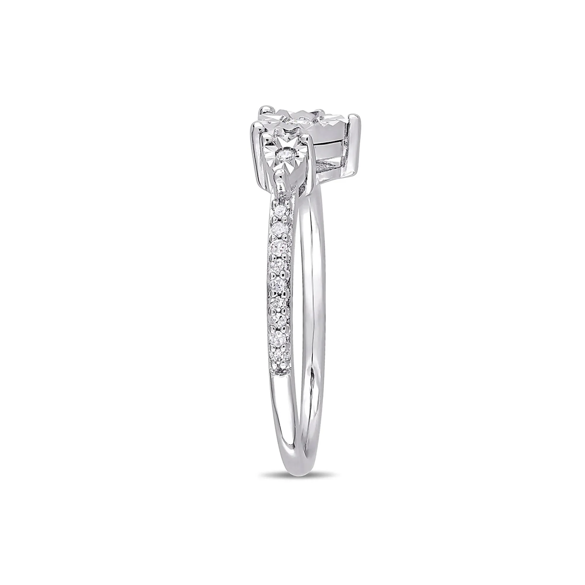 1/7 CT. Tw. Diamond Promise Ring .925 Sterling Silver Round Brilliant Cut White Size 9 - Image 3
