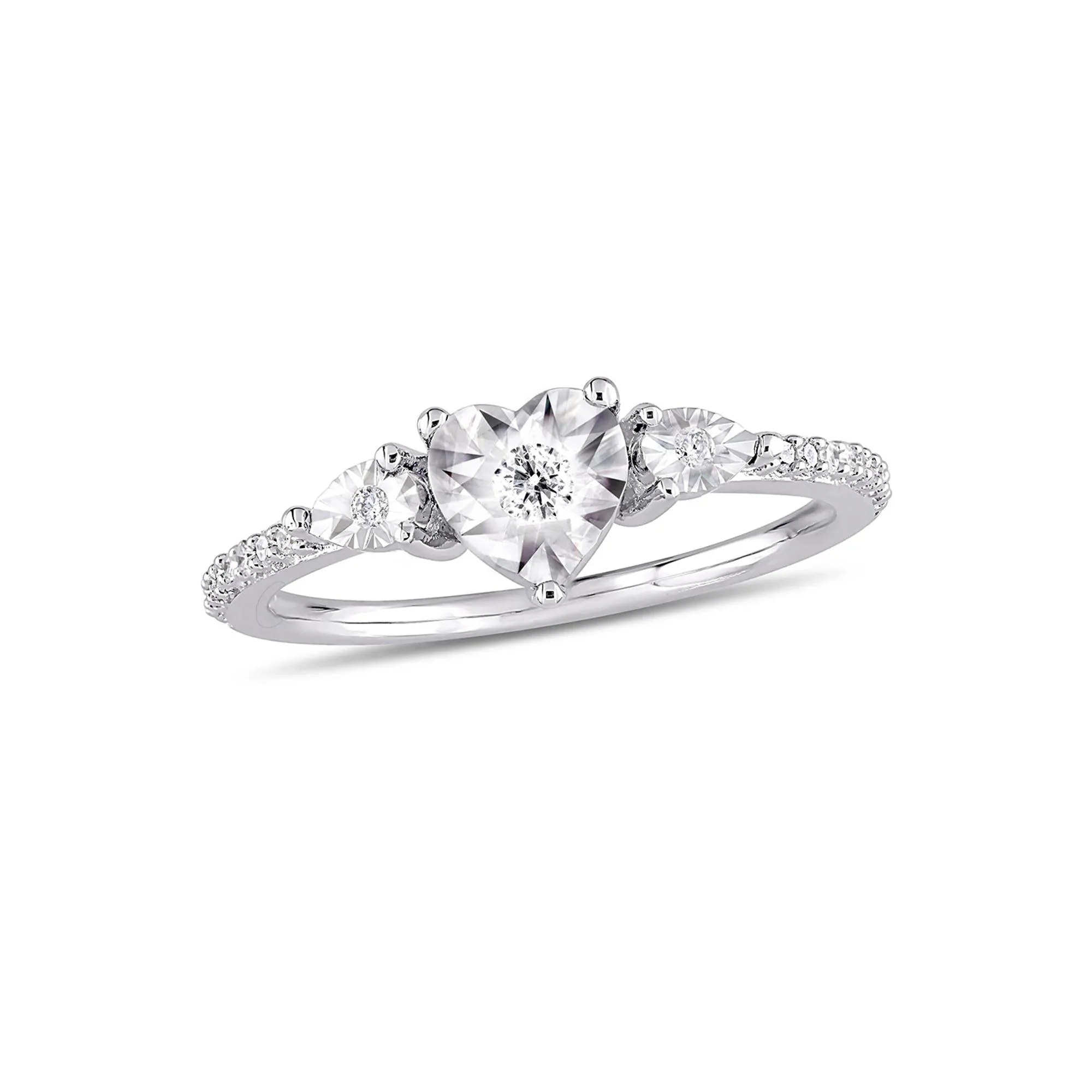 1/7 CT. Tw. Diamond Promise Ring .925 Sterling Silver Round Brilliant Cut White Size 9 - Image 4
