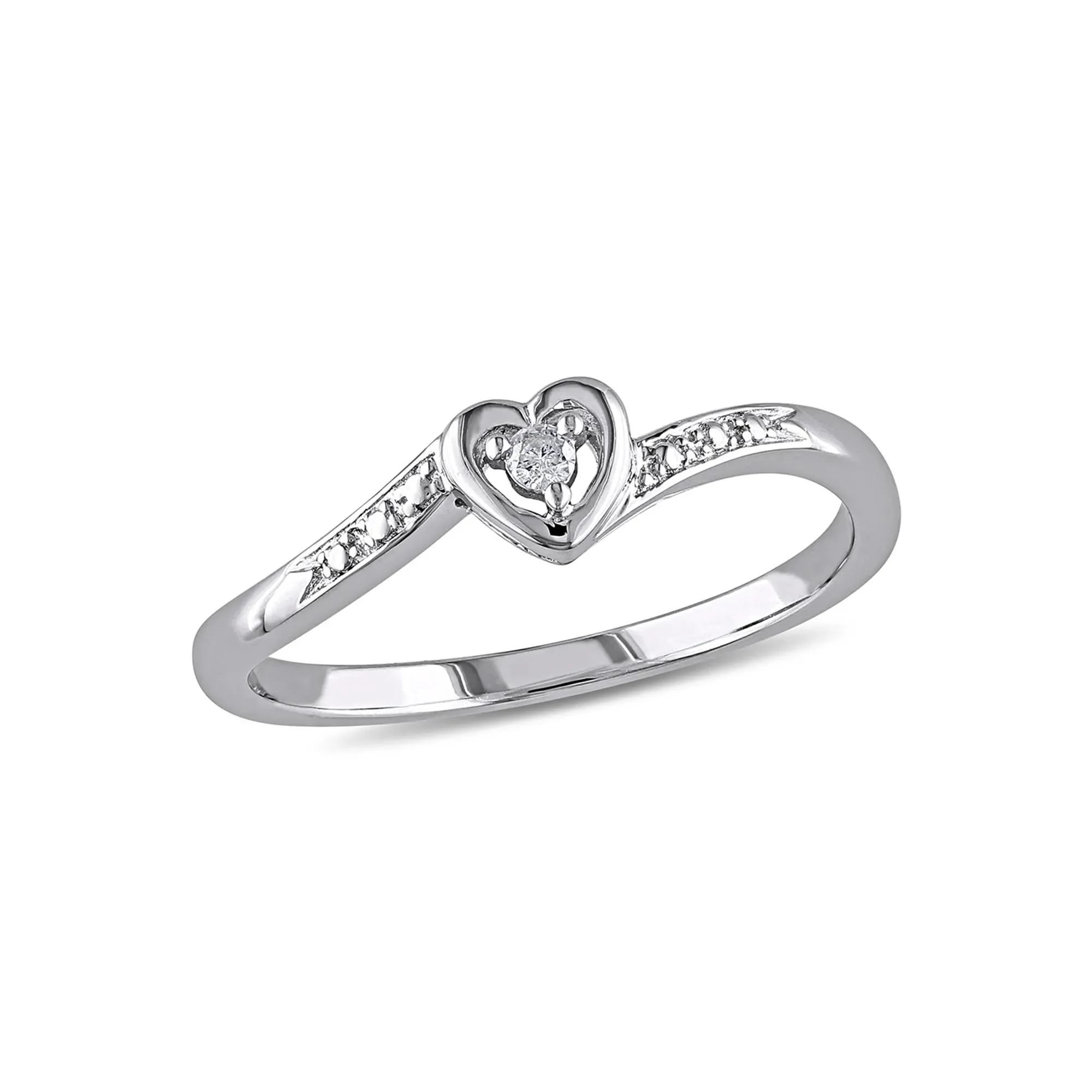 Diamond Heart Ring .925 Sterling Silver Round Brilliant Cut White Size 6.5 - Image 2