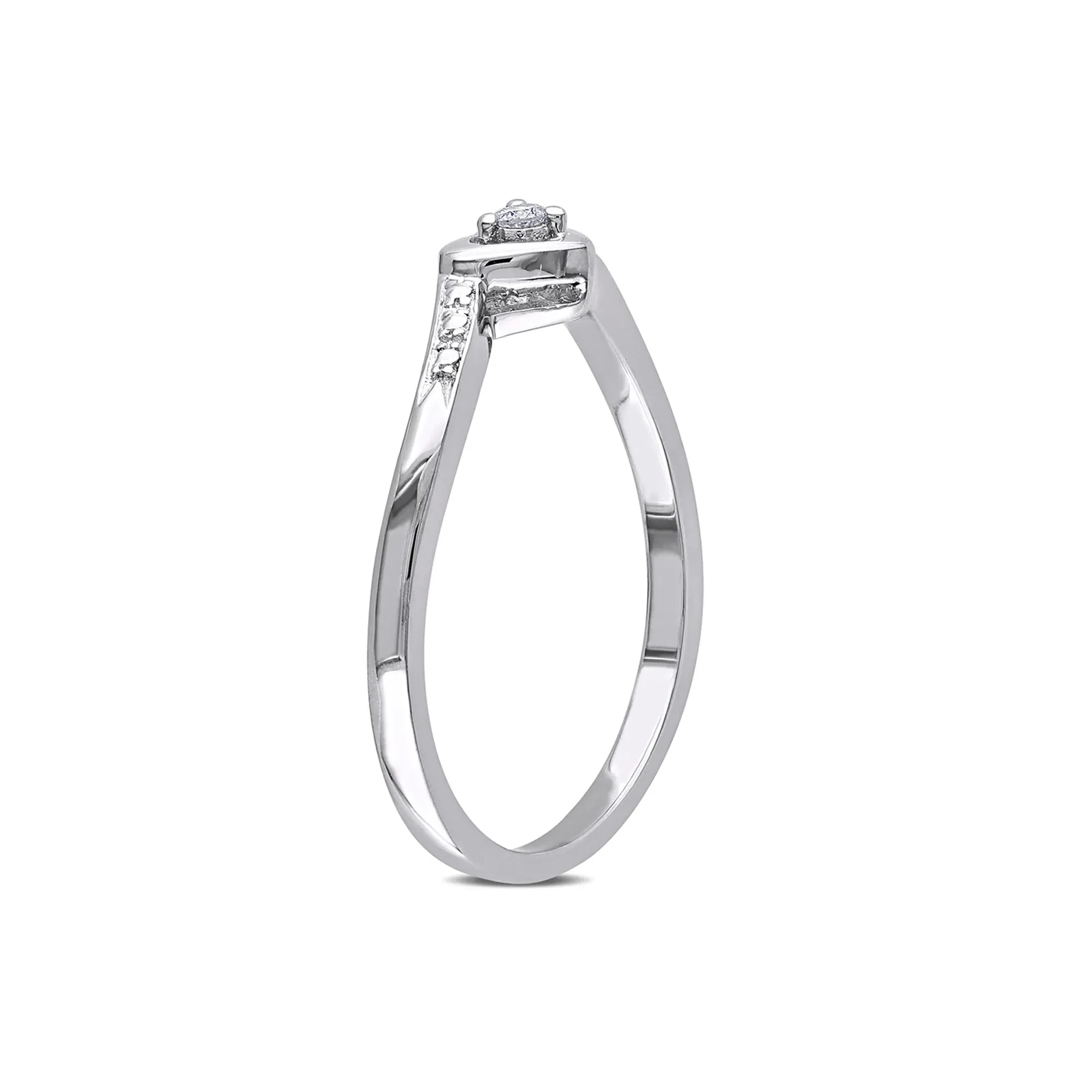 Diamond Heart Ring .925 Sterling Silver Round Brilliant Cut White Size 8.5 - Image 3