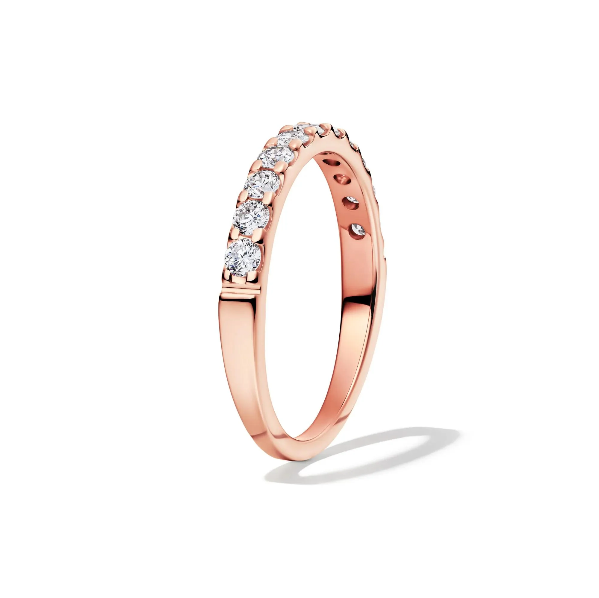 1/2 CT. Tw. Lab Grown Diamond Band Ring 14K Rose Gold Round Brilliant Cut Size 7 2mm - Image 3