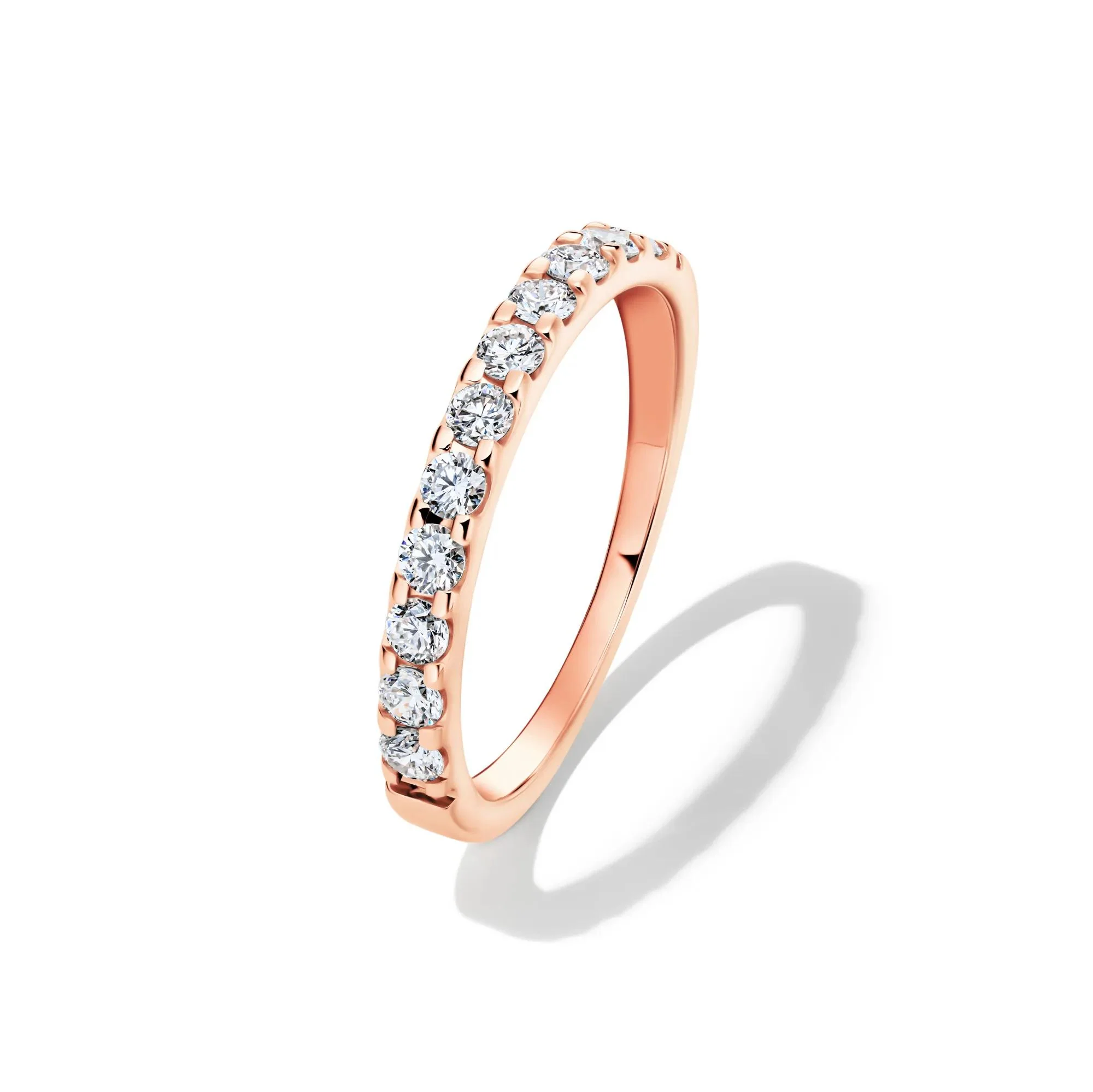 1/2 CT. Tw. Lab Grown Diamond Band Ring 14K Rose Gold Round Brilliant Cut Size 7.5 2mm - Image 4
