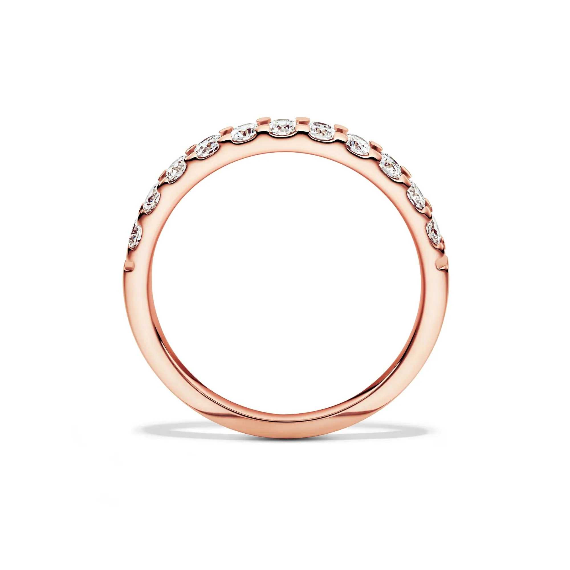 1/2 CT. Tw. Lab Grown Diamond Band Ring 14K Rose Gold Round Brilliant Cut Size 8.5 2mm - Image 2
