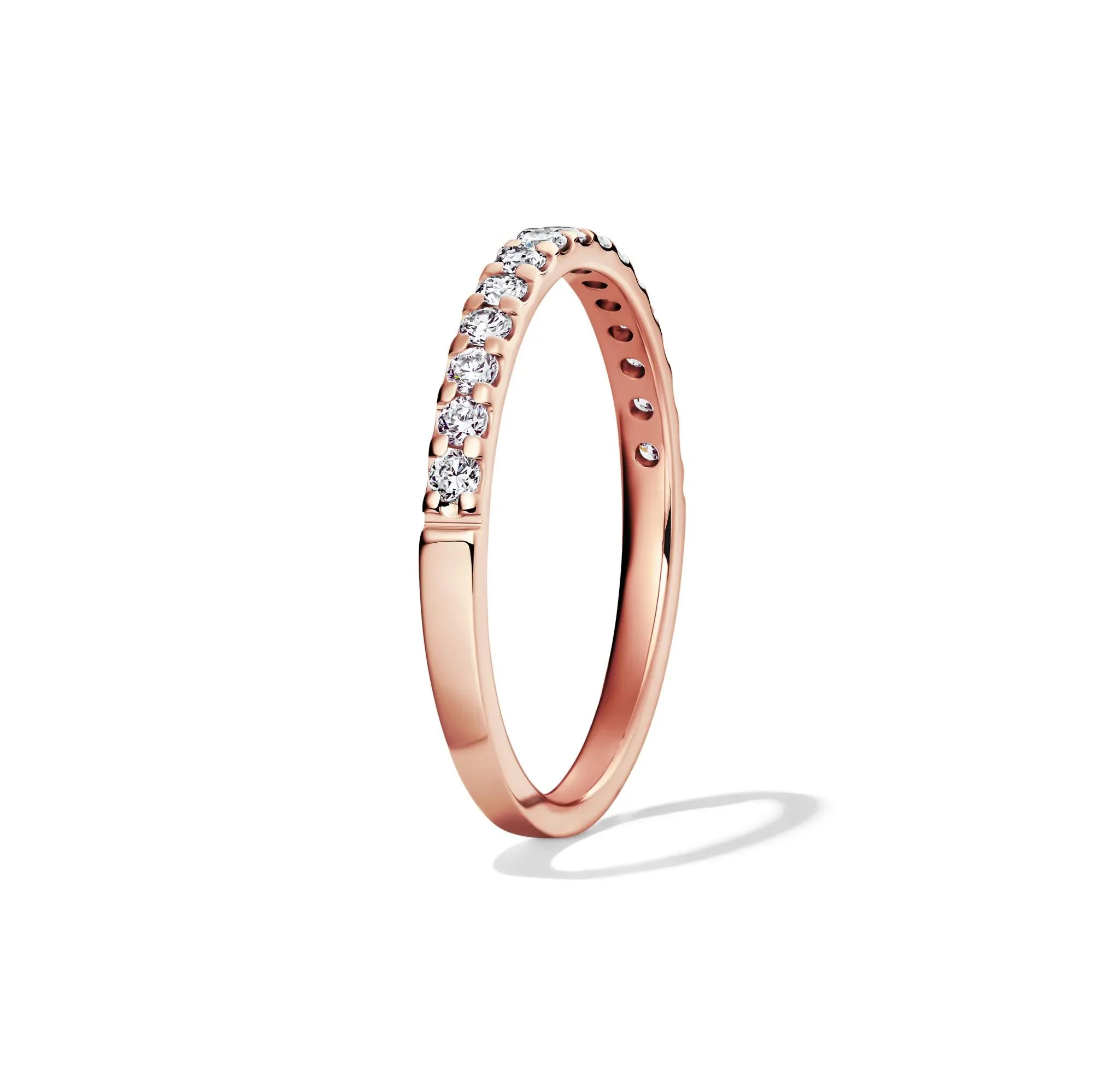 1/4 CT. Tw. Lab Grown Diamond Band Ring 14K Rose Gold Round Brilliant Cut Size 6.5 2mm - Image 3