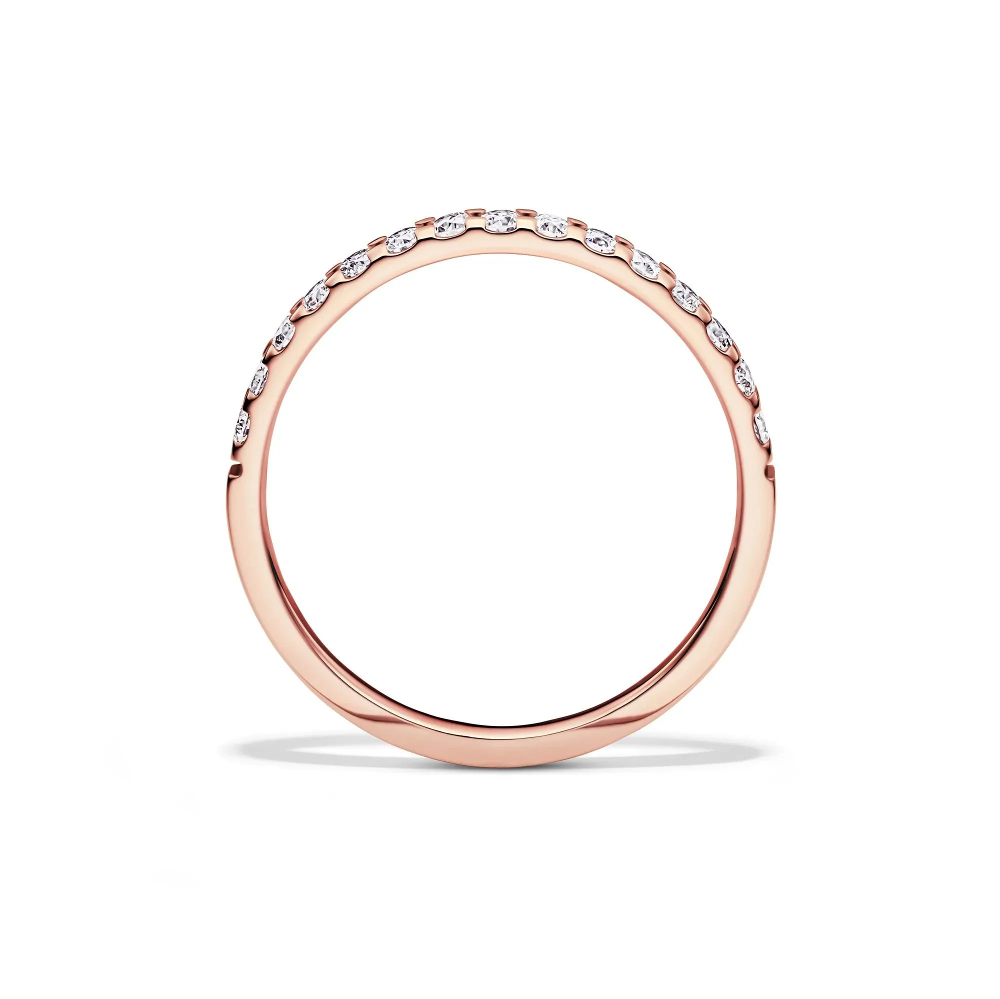 1/4 CT. Tw. Lab Grown Diamond Band Ring 14K Rose Gold Round Brilliant Cut Size 7.5 2mm - Image 2