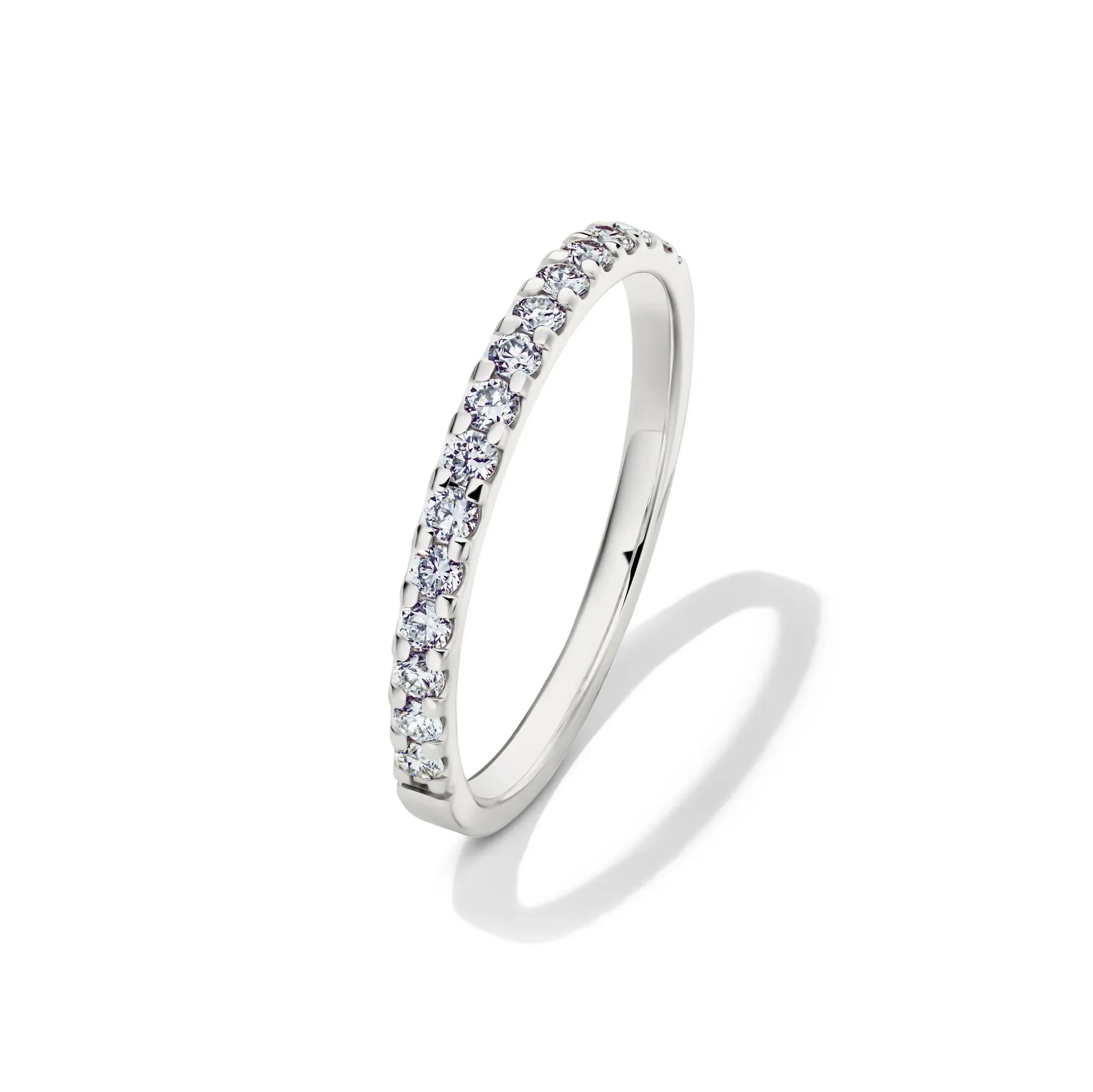 1/4 CT. Tw. Lab Grown Diamond Wedding Band Ring 14K White Gold Round Brilliant Cut Size 5 2mm - Image 4