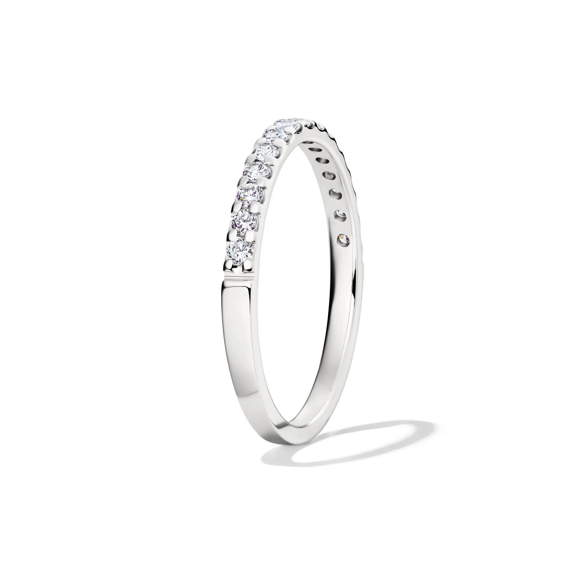 1/4 CT. Tw. Lab Grown Diamond Wedding Band Ring 14K White Gold Round Brilliant Cut Size 7 2mm - Image 3