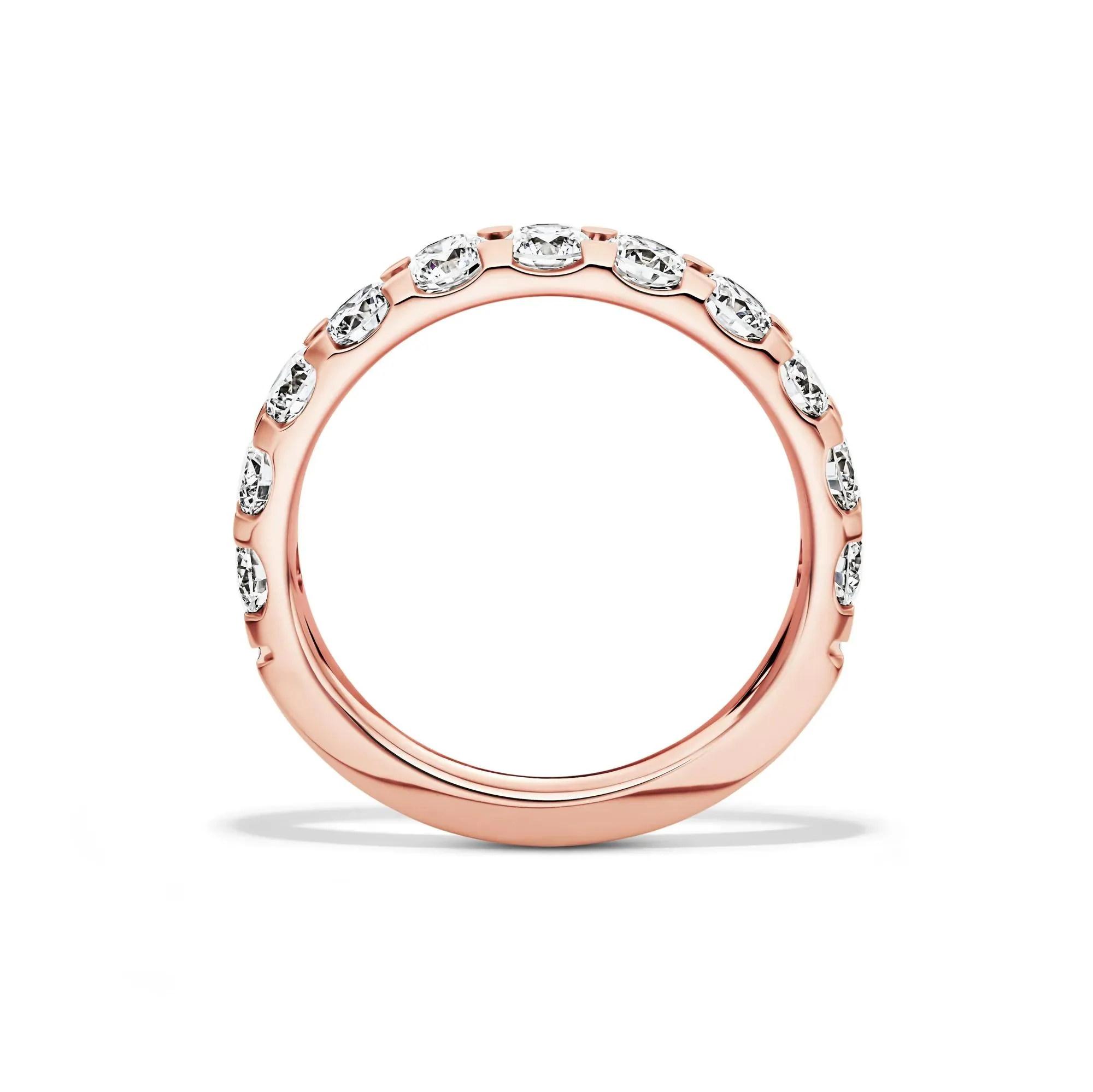 1/2 CT. Tw. Lab Grown Diamond Band Ring 14K Rose Gold Round Brilliant Cut Size 7.5 2mm - Image 2