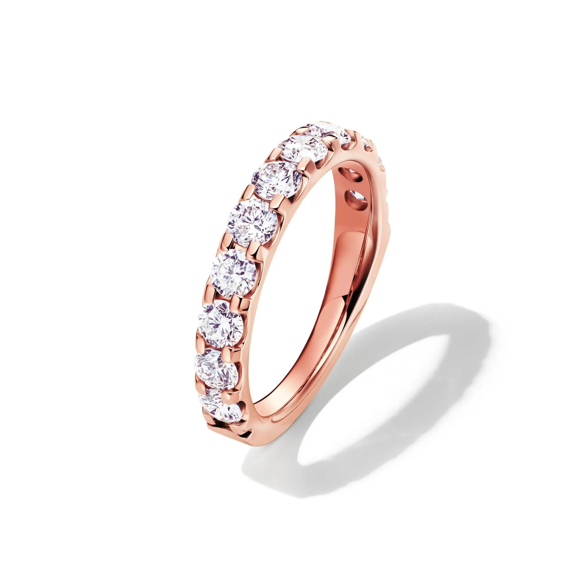 1/2 CT. Tw. Lab Grown Diamond Band Ring 14K Rose Gold Round Brilliant Cut Size 8 2mm - Image 4