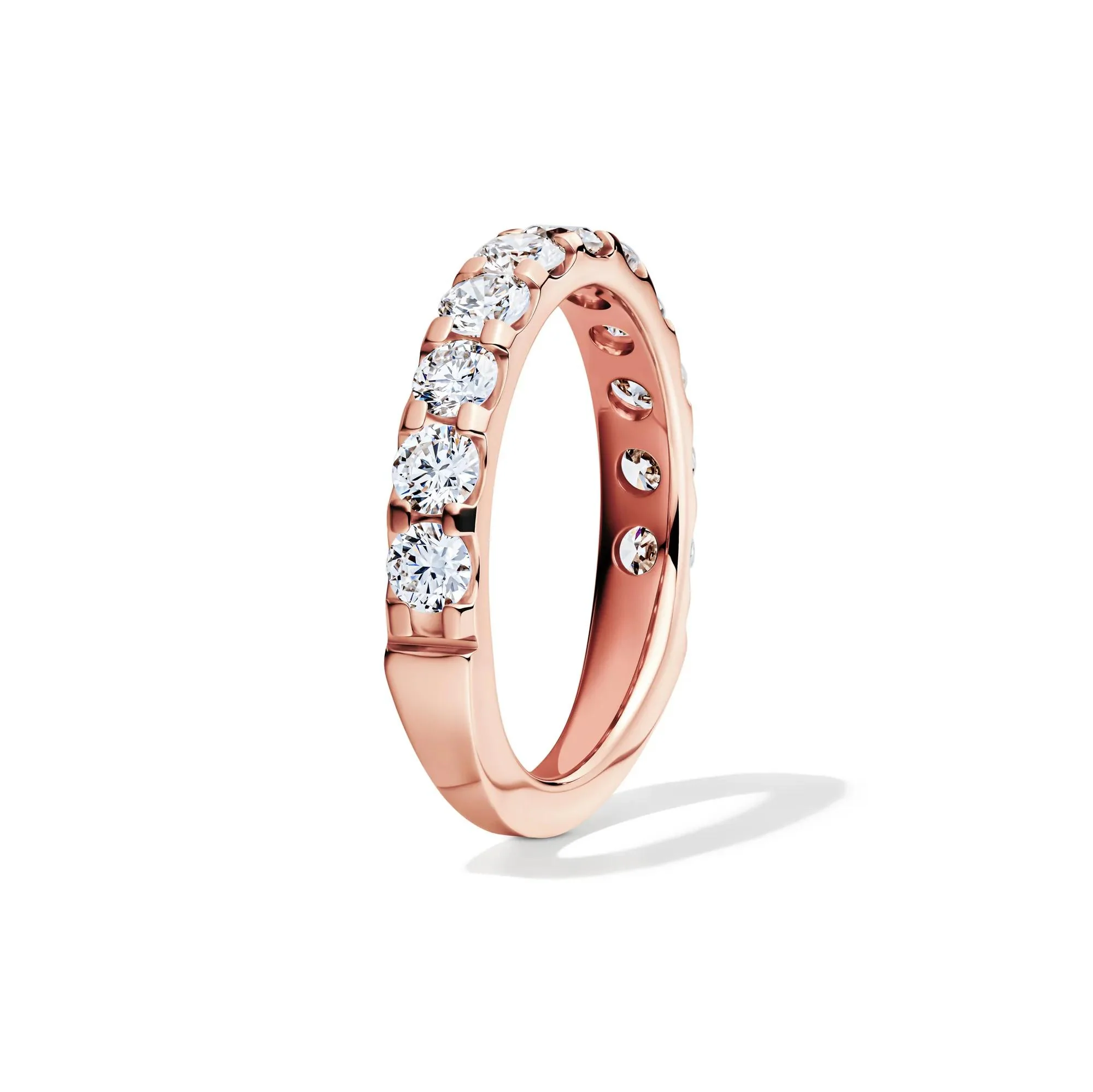 1/2 CT. Tw. Lab Grown Diamond Band Ring 14K Rose Gold Round Brilliant Cut Size 9 2mm - Image 3