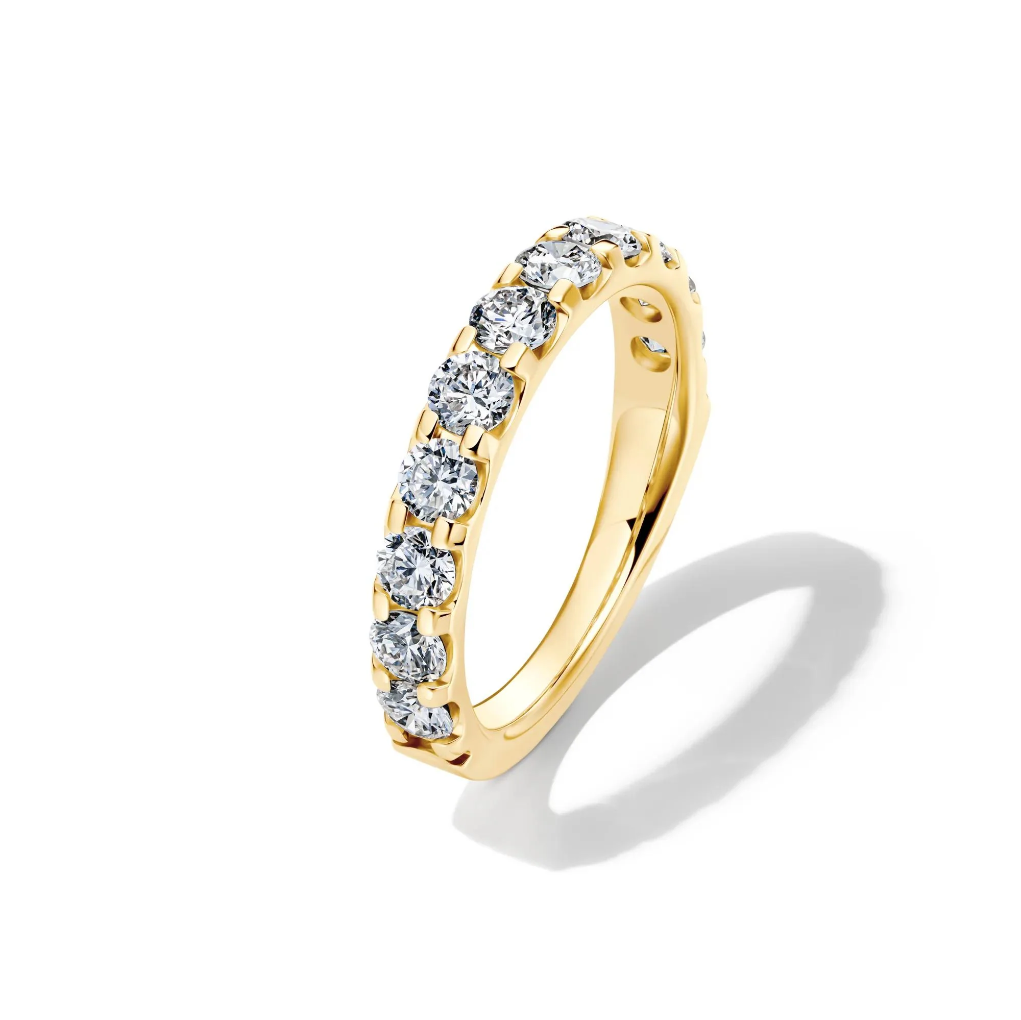 1/2 CT. Tw. Lab Grown Diamond Band Ring 14K Yellow Gold Round Brilliant Cut Size 6.5 2mm - Image 4