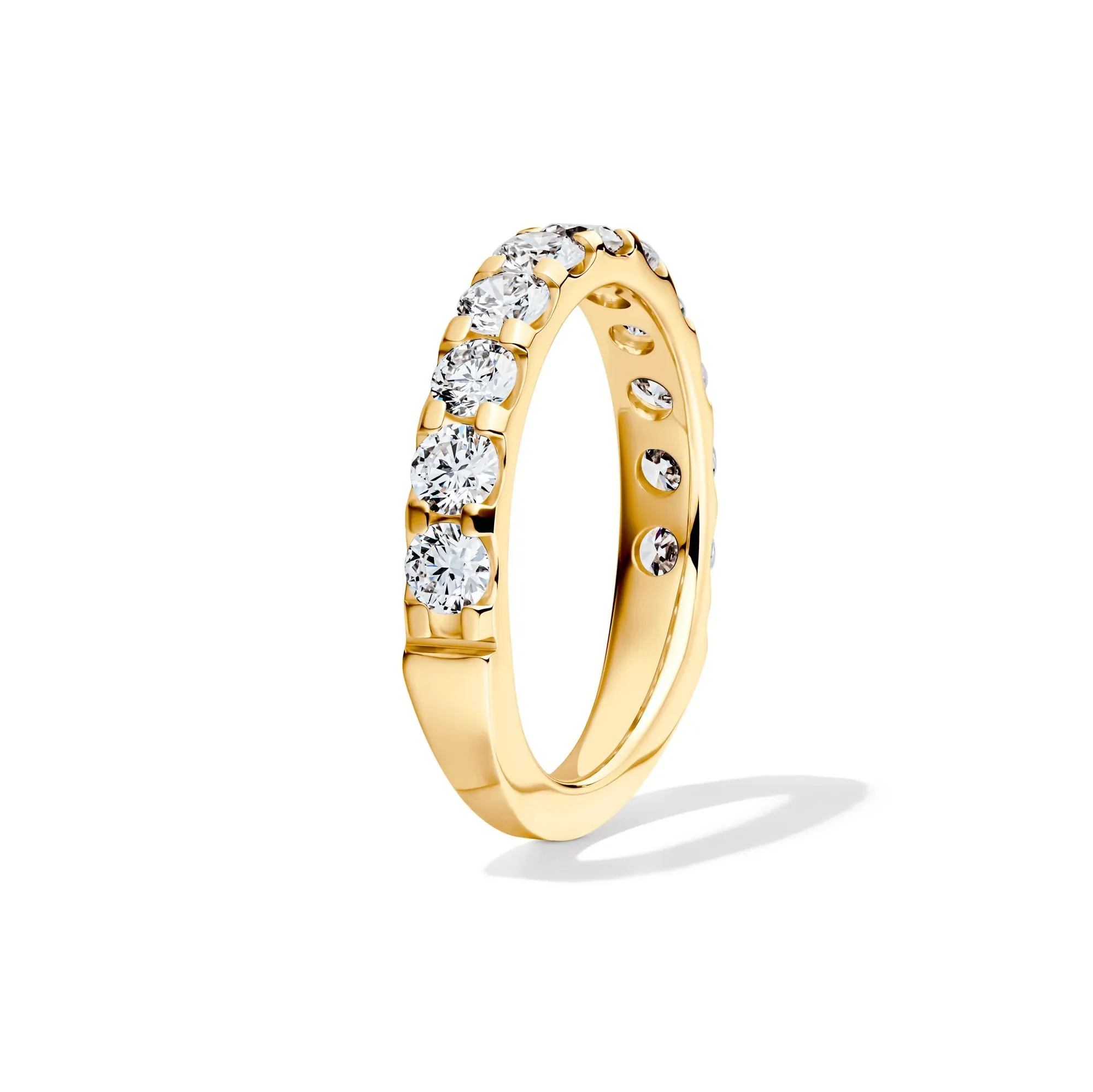 1/2 CT. Tw. Lab Grown Diamond Band Ring 14K Yellow Gold Round Brilliant Cut Size 8 2mm - Image 3
