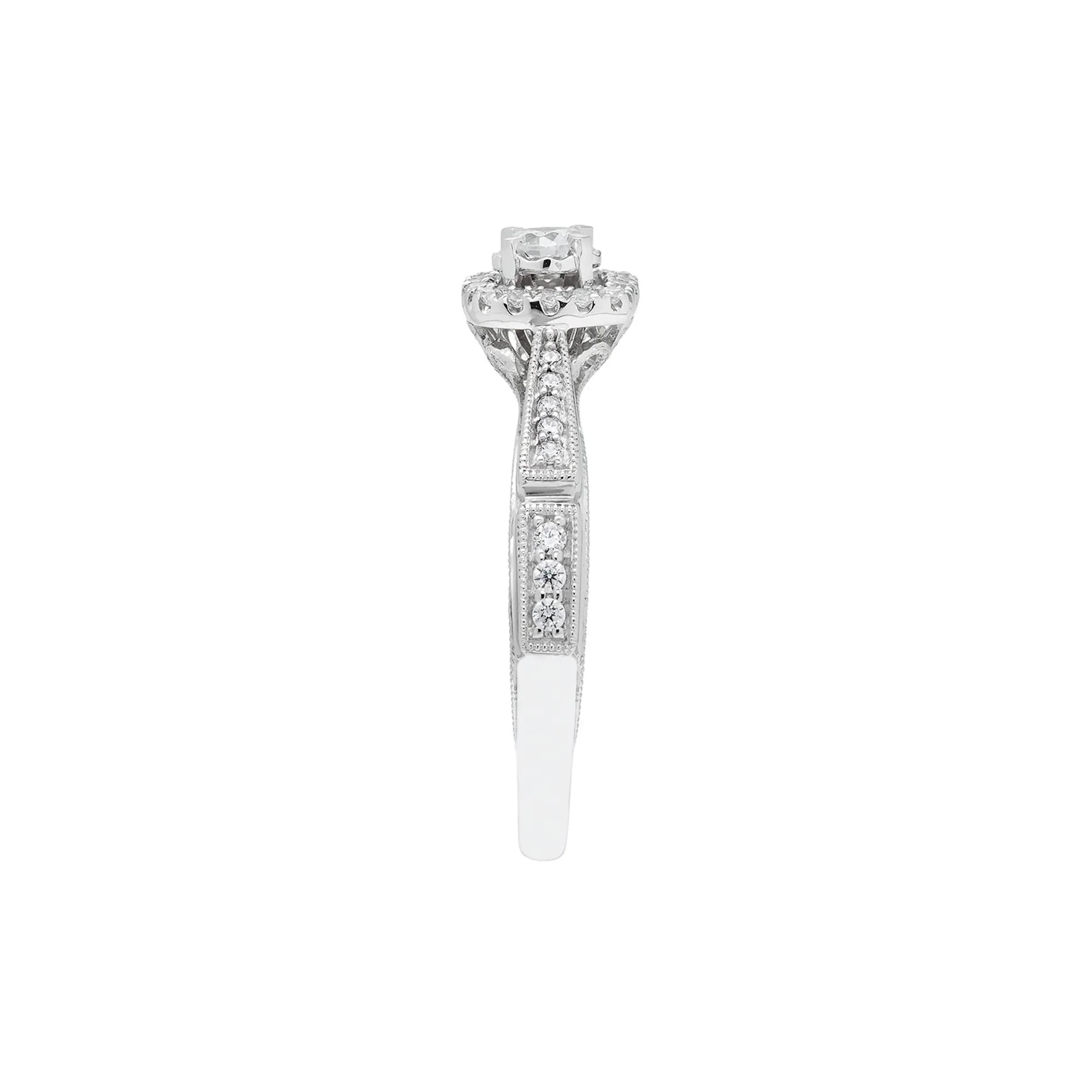 1/3 CT. Tw. Diamond Ring 10K White Gold Round Brilliant Cut Size 6.5 - Image 3