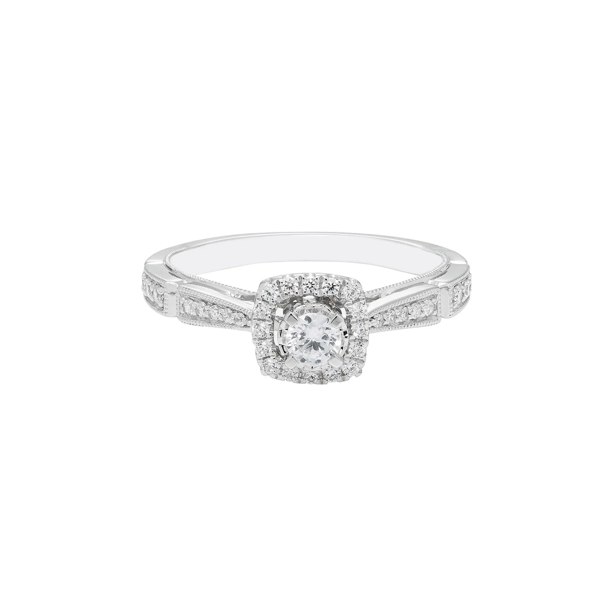1/3 CT. Tw. Diamond Ring 10K White Gold Round Brilliant Cut Size 7