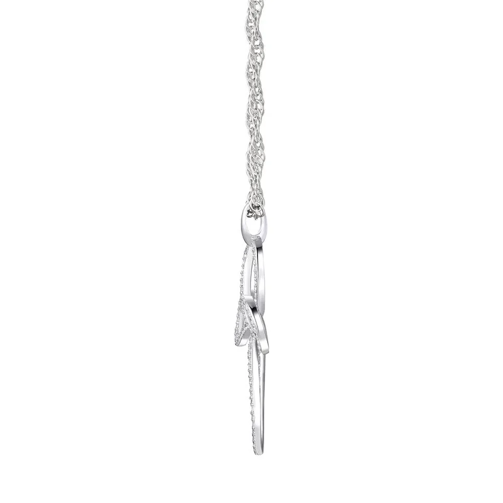 1/2 CT. Tw. Diamond Cross Pendant Necklace with Loop Design 10K White Gold Size 18" - Image 2