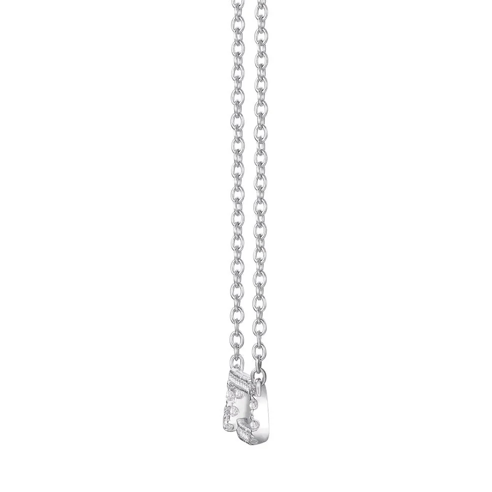 3/8 CT. Tw. Safety Pin Necklace with Pavé Diamonds 10K White Gold Size 15.5" - Image 2