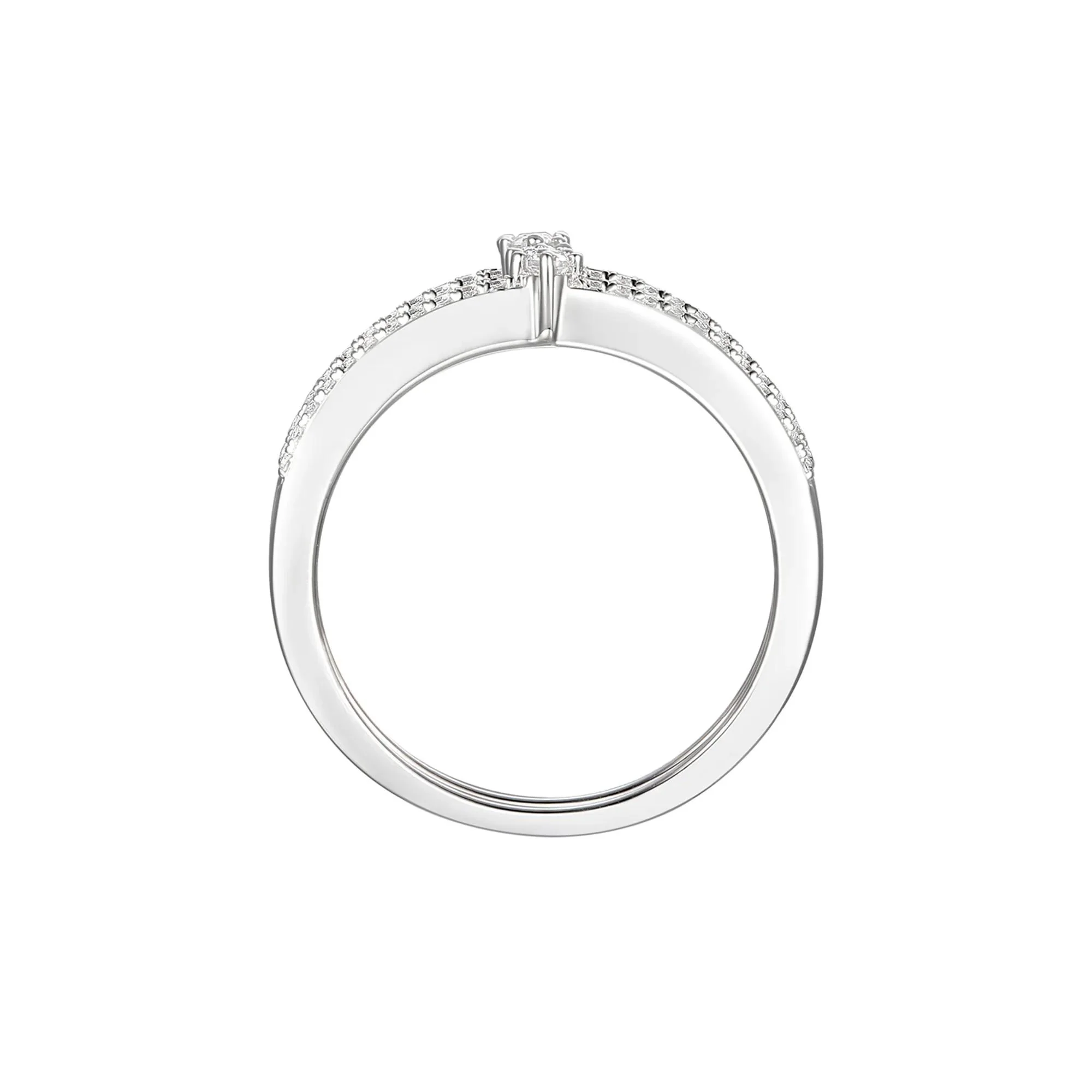1/3 CT. Tw. Diamond Double Band Stack Ring 10K White Gold Round Brilliant Cut Size 7 - Image 2
