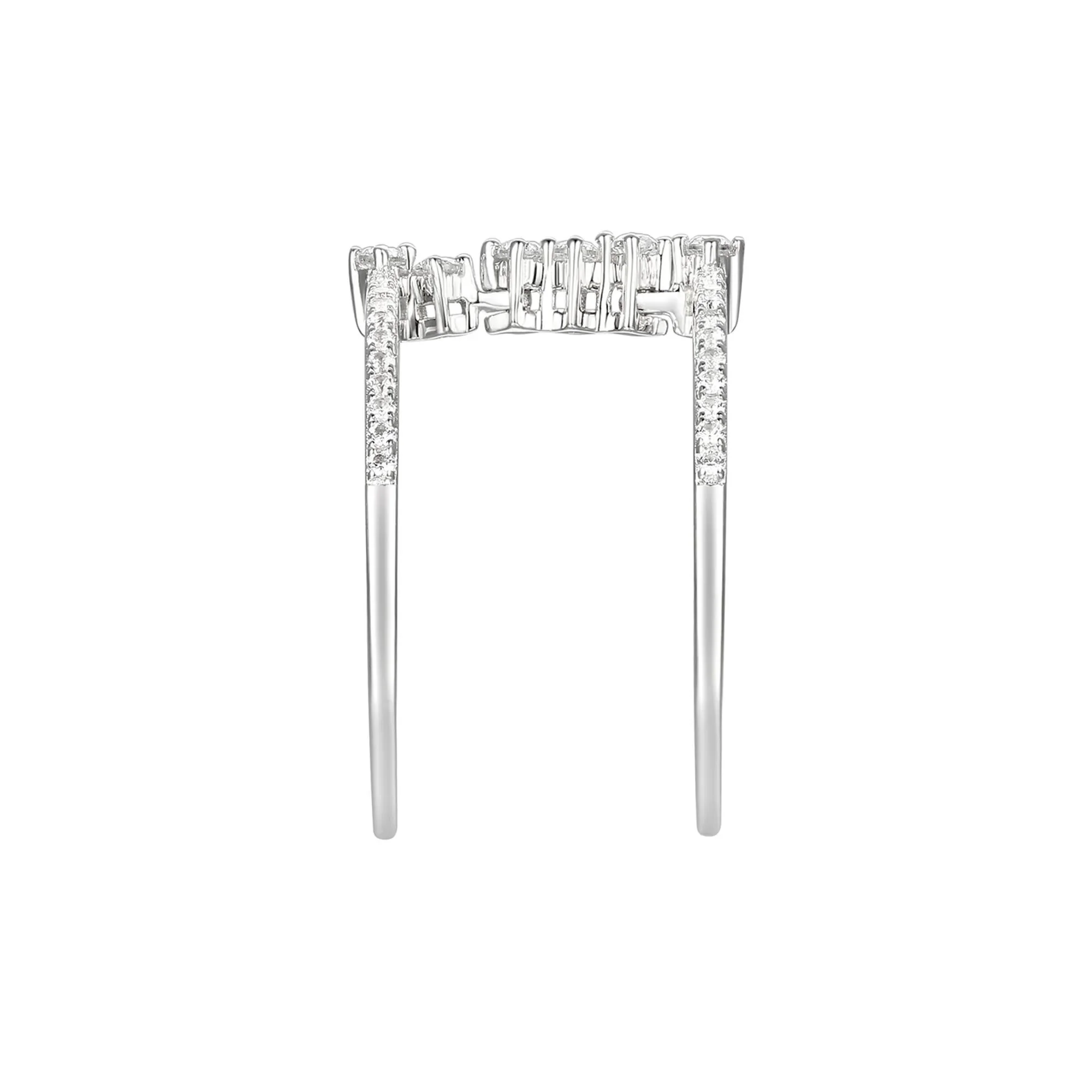 1/3 CT. Tw. Diamond Double Band Stack Ring 10K White Gold Round Brilliant Cut Size 7 - Image 3