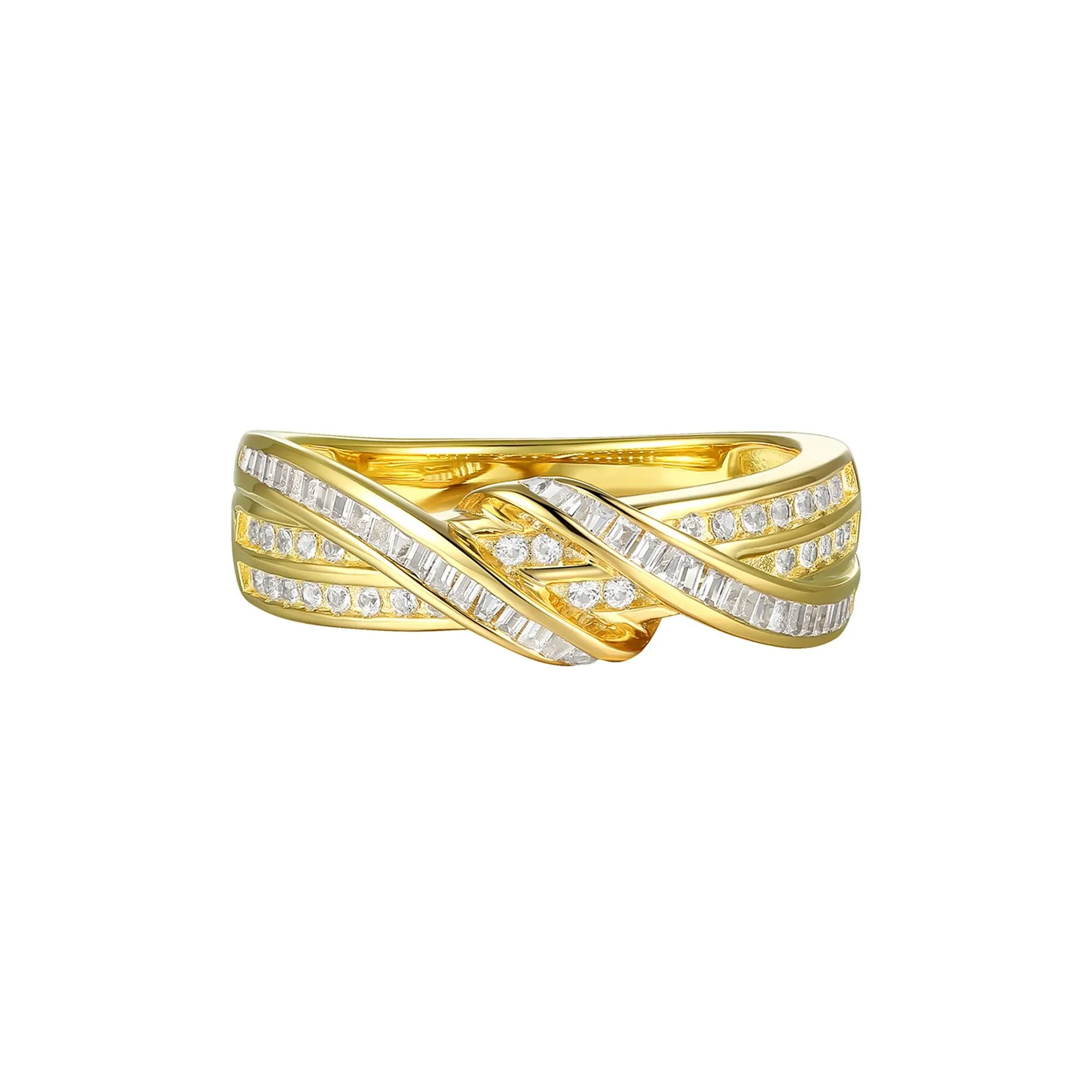 1/3 CT. Tw. Baguette & Round Diamond Ring 10K Yellow Gold Size 6