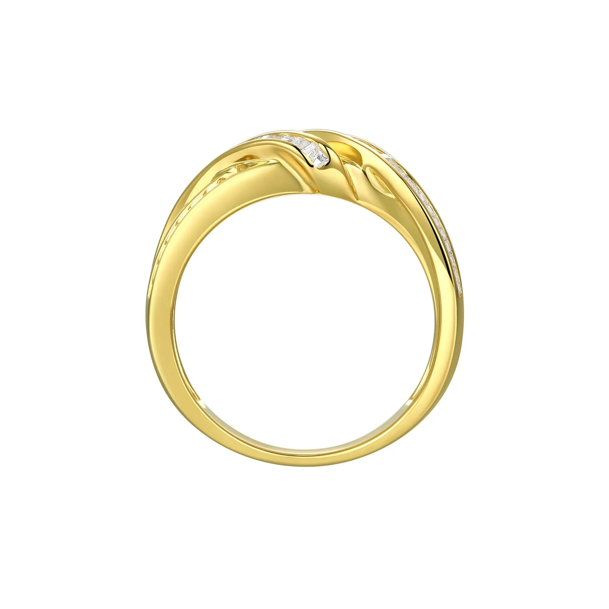 1/3 CT. Tw. Baguette & Round Diamond Ring 10K Yellow Gold Size 8 - Image 2