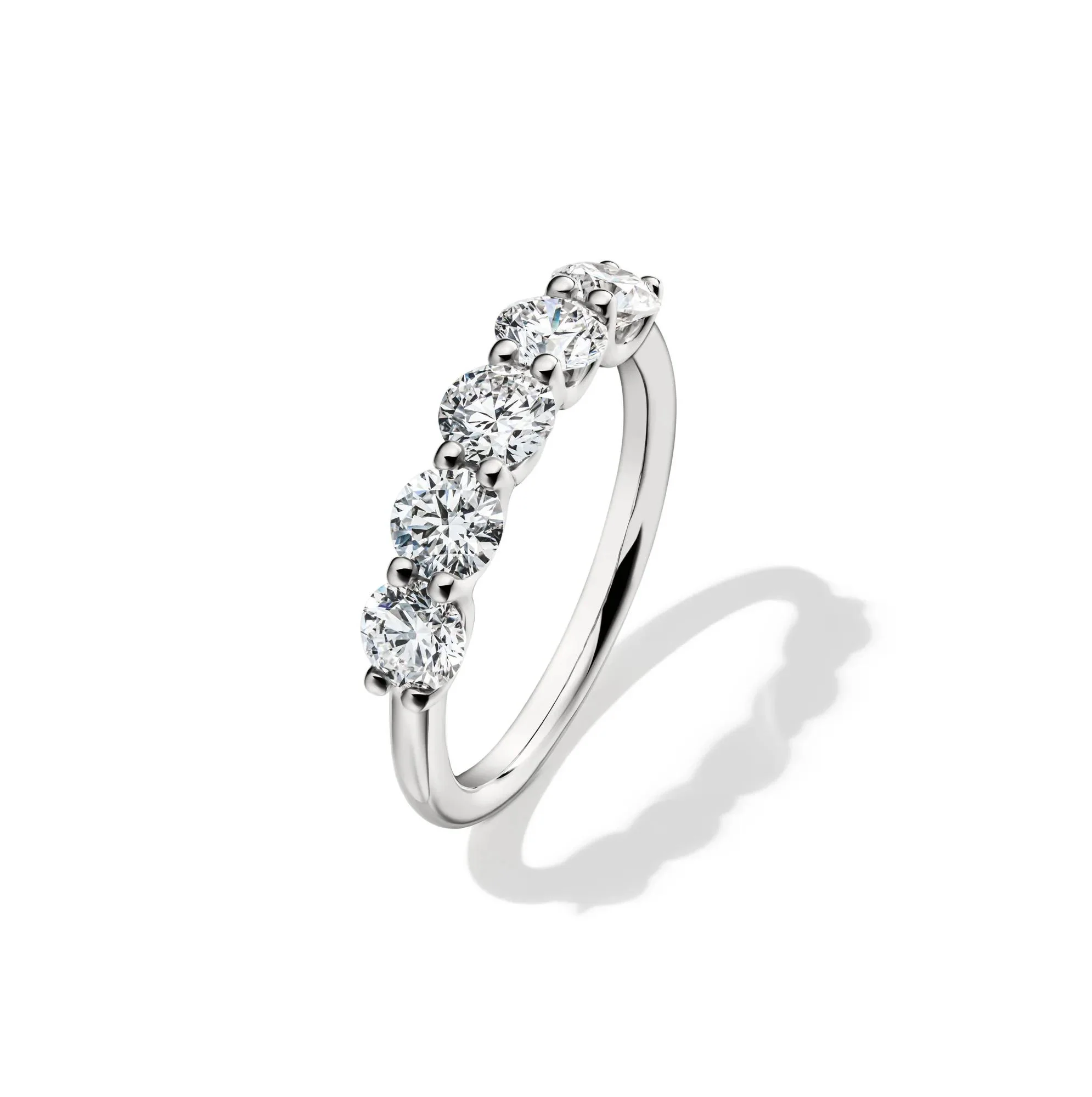 1/2 CT. Tw. Lab Grown Diamond Five-Stone Anniversary Band Ring 14K White Gold Size 7.5 1mm - Image 4