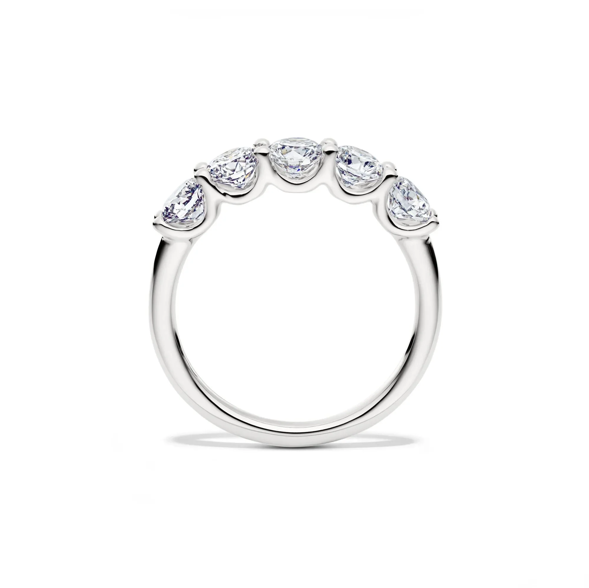 1/2 CT. Tw. Lab Grown Diamond Five-Stone Anniversary Band Ring 14K White Gold Size 8.5 1mm - Image 2
