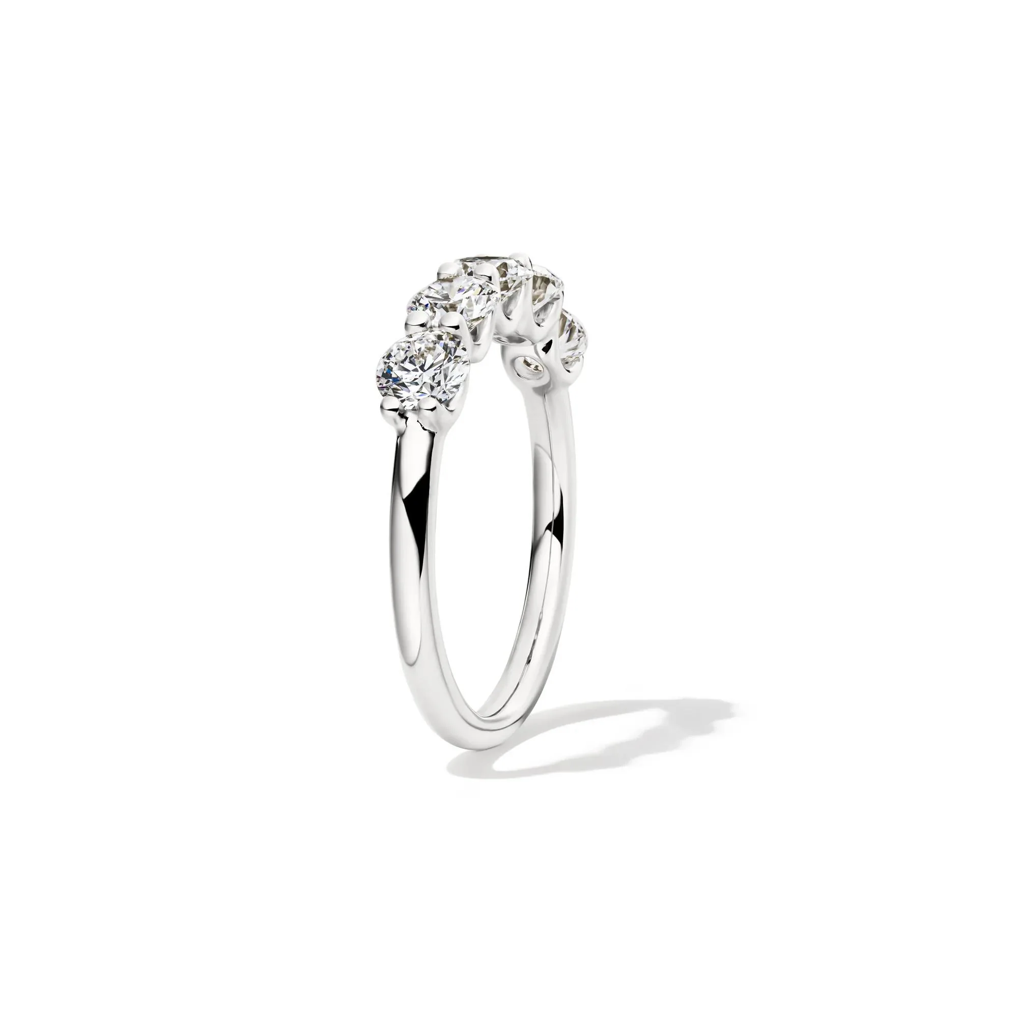 1/2 CT. Tw. Lab Grown Diamond Five-Stone Anniversary Band Ring 14K White Gold Size 9 1mm - Image 3