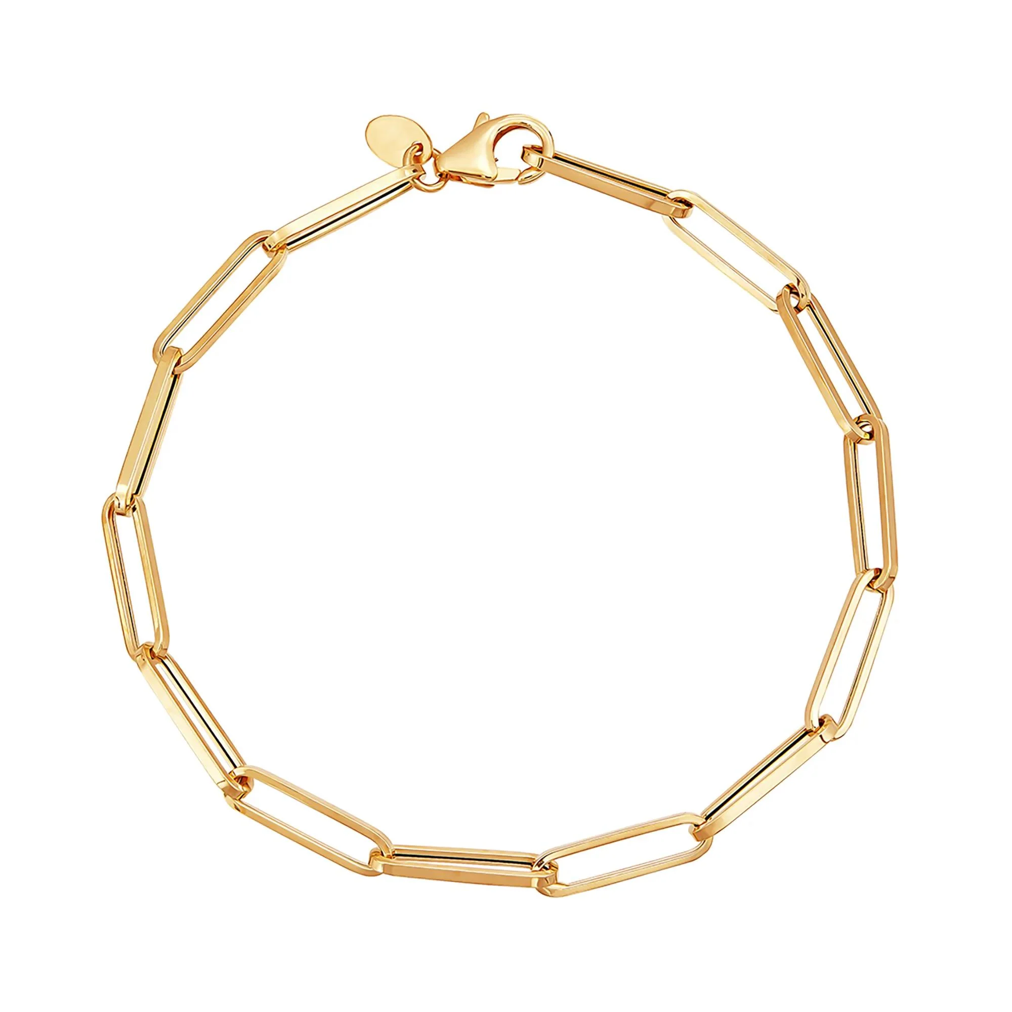 Paperclip Chain Bracelet 14K Yellow Gold Size 3.90mm - Image 2