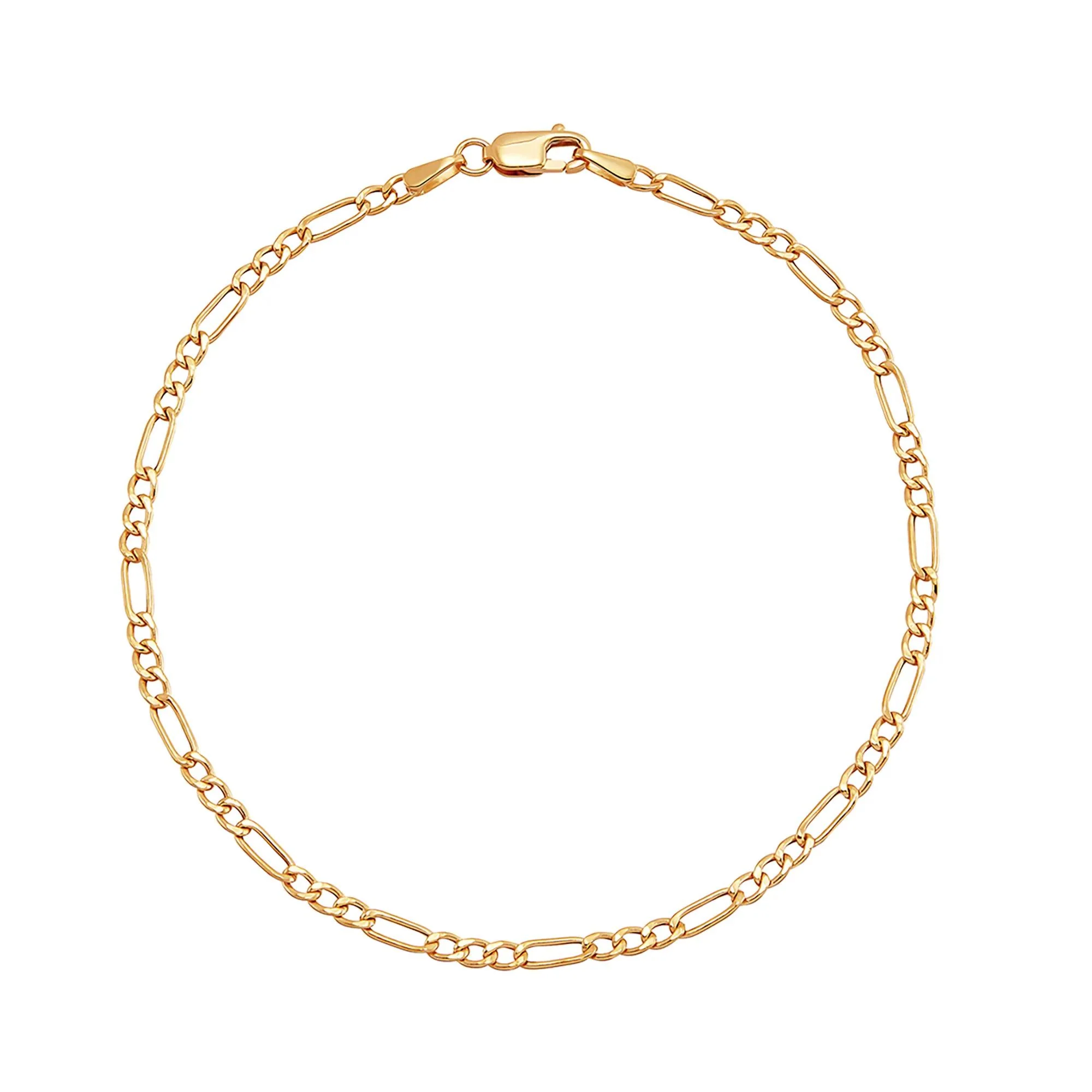 Figaro Link Bracelet 14K Yellow Gold Size 7.5" - Image 2