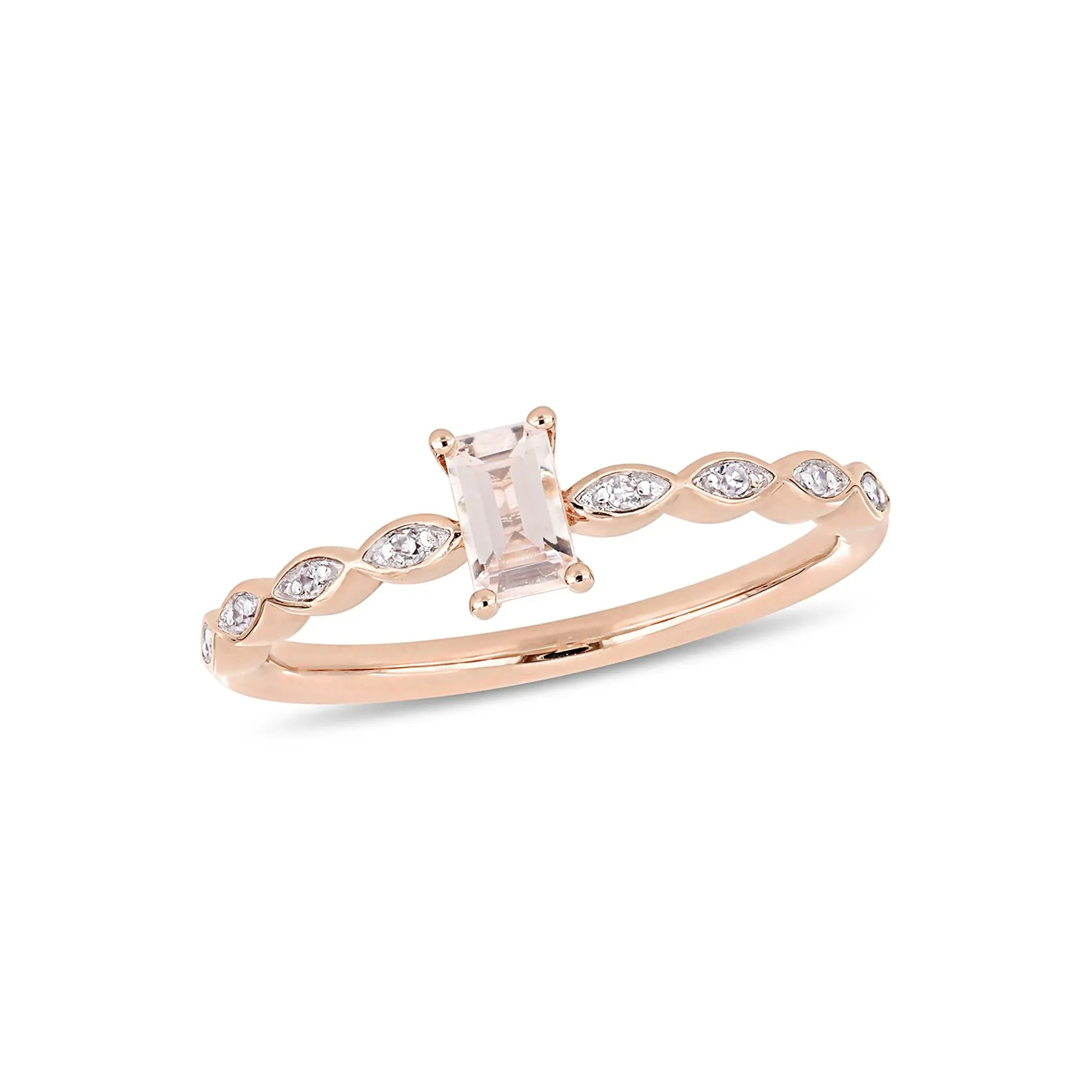 Emerald-Cut Morganite Ring 10K Rose Gold Size 6.5 - Image 4