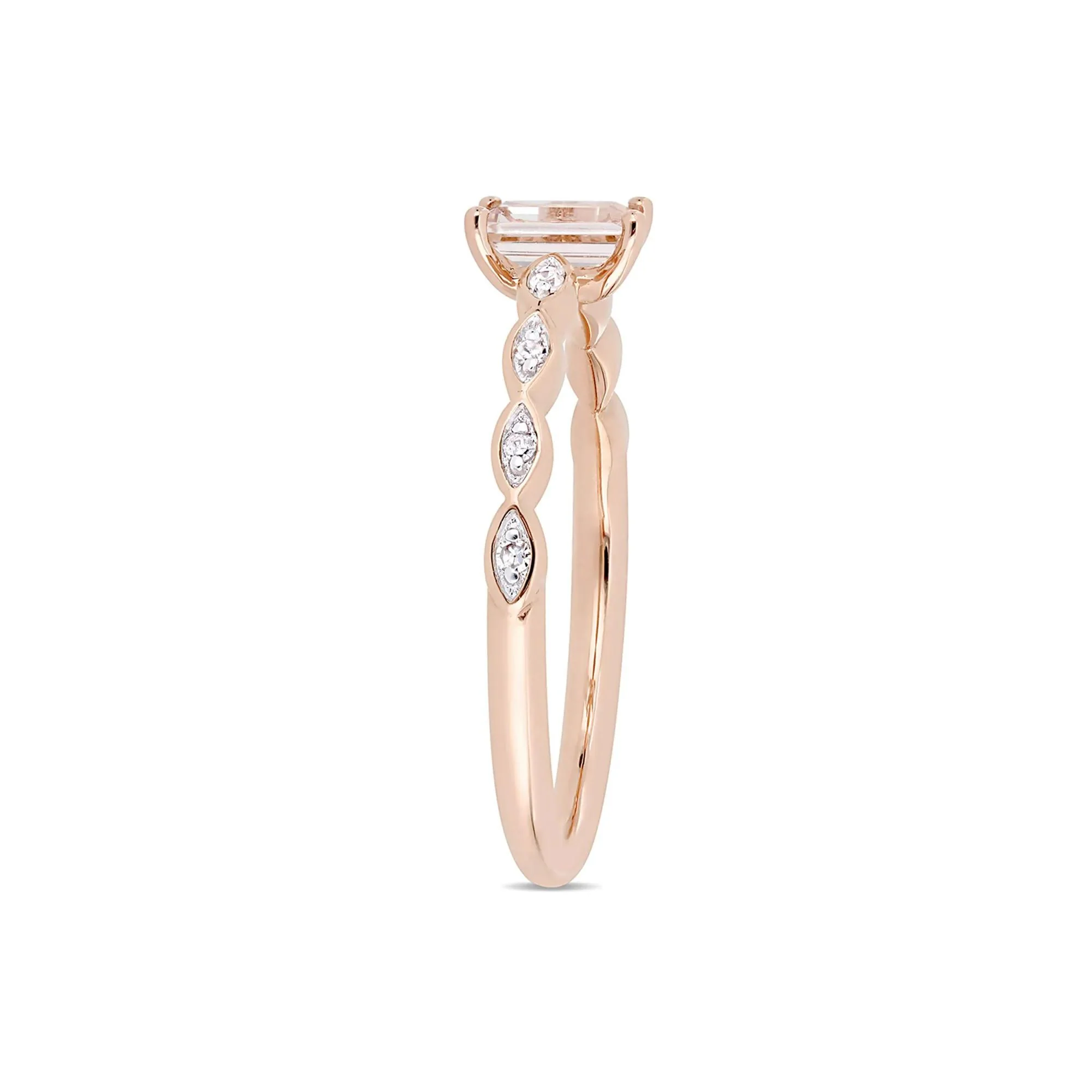 Emerald-Cut Morganite Ring 10K Rose Gold Size 7.5 - Image 3