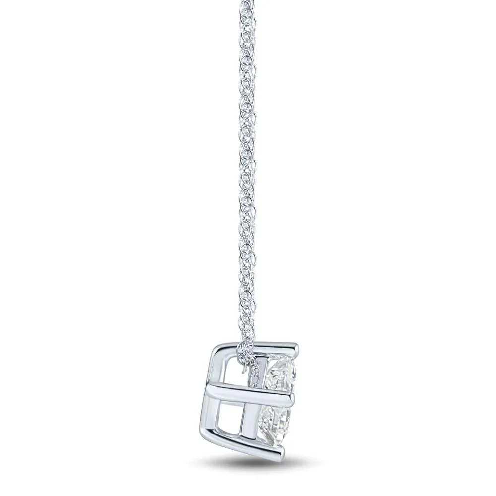 Lab Grown Diamond Pendant Necklace Solitaire 14K White Gold (1/2 CT.) Size 18" - Image 2