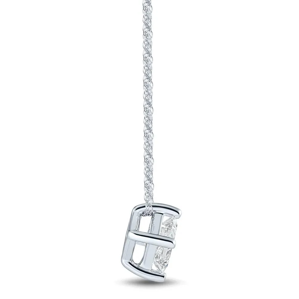 Lab Grown Diamond Pendant Necklace Solitaire 14K White Gold (1 CT.) Size 18" - Image 2
