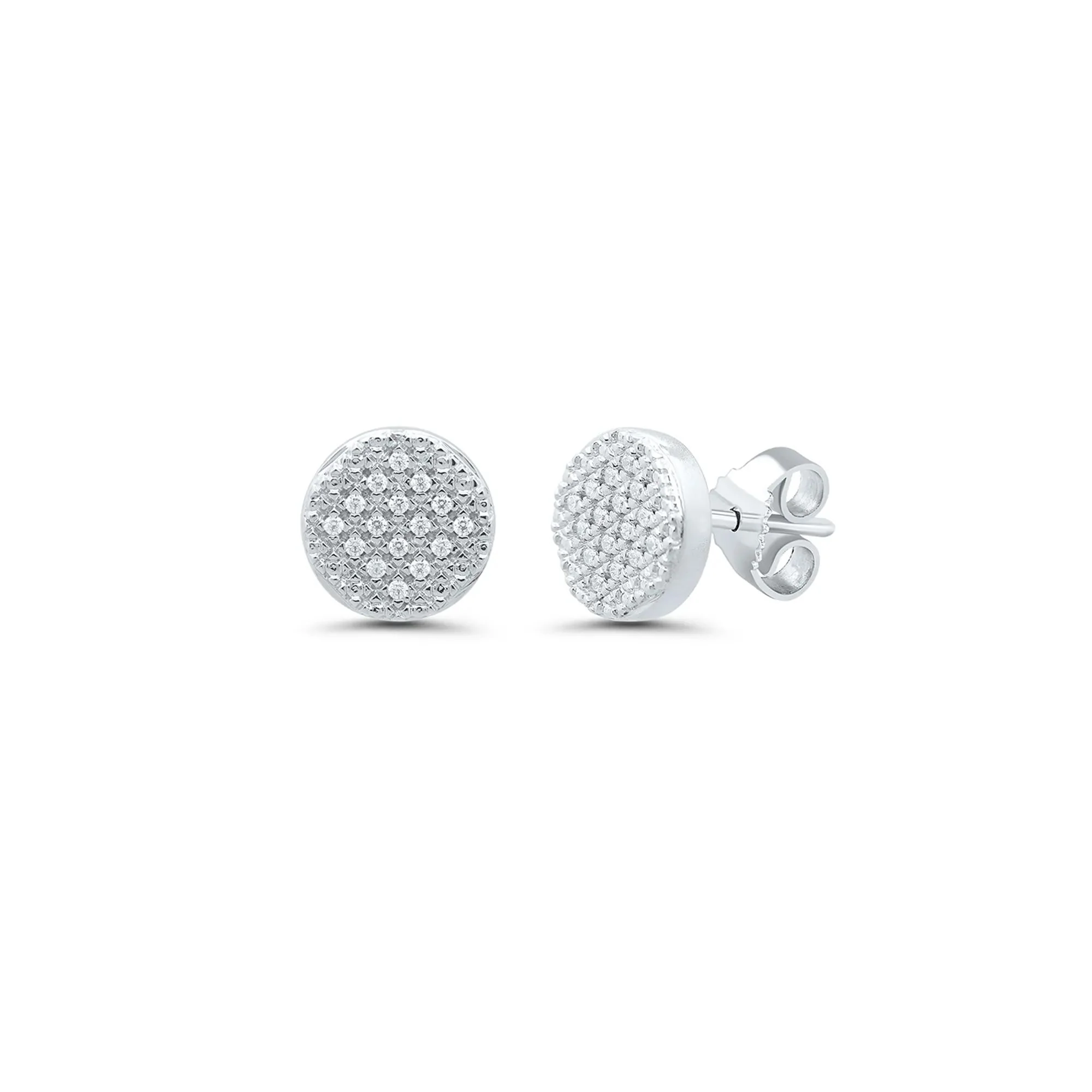 1/10 CT. Tw. Diamond Cluster Stud Earrings with Milgrain Detail .925 Sterling Silver White Size 8.00mm