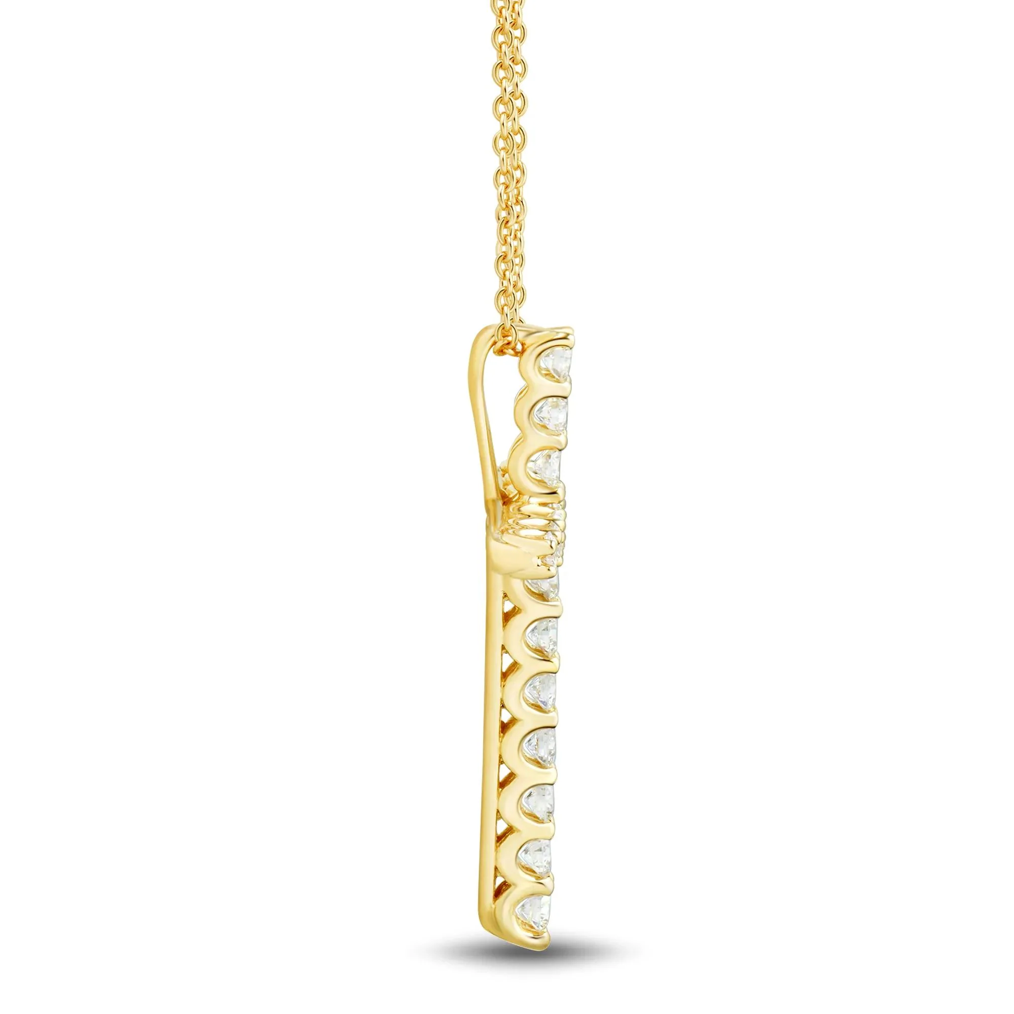 5/8 CT. Tw. Lab Grown Diamond Cross Pendant Necklace 14K Yellow Gold Size 18" - Image 2