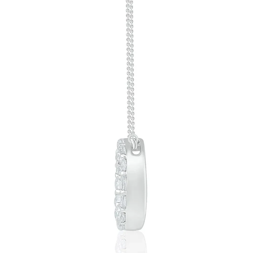 1/10 CT. Tw. Diamond Circle Pendant Necklace with Prong Setting .925 Sterling Silver White Size 18" - Image 2