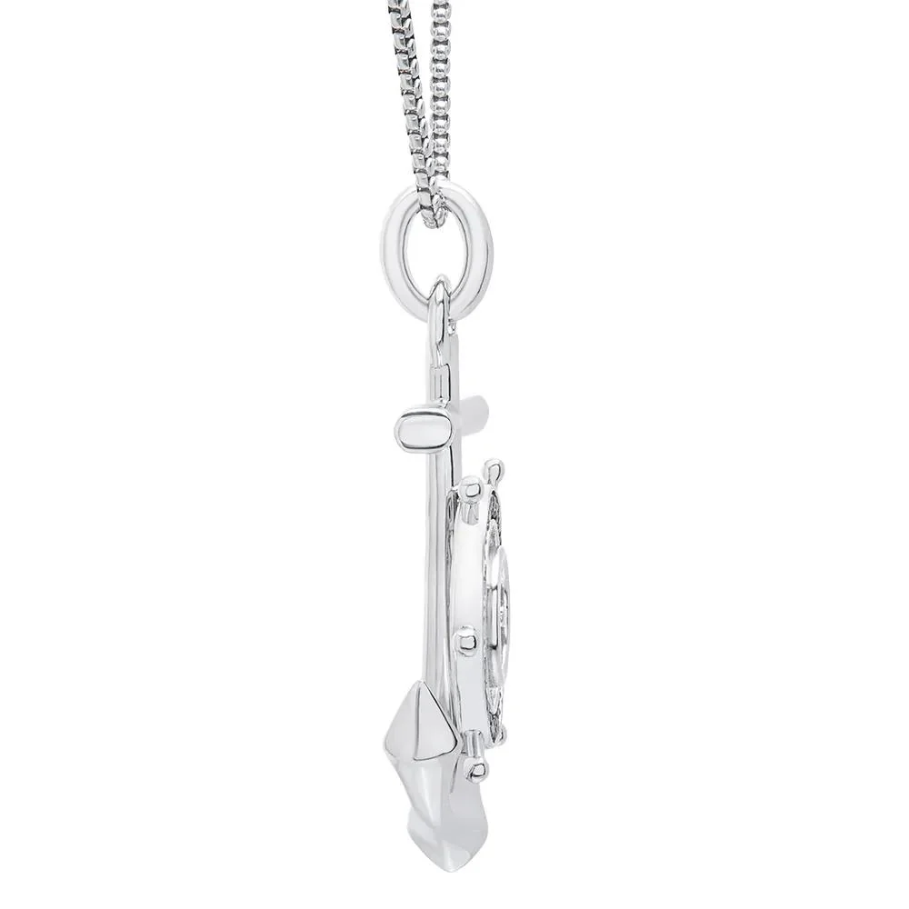 1/4 CT. Tw. Anchor Pendant Necklace with Black Diamonds .925 Sterling Silver Gray Size 20" - Image 3