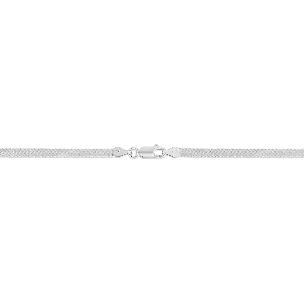Herringbone Chain Necklace .925 Sterling Silver Gray Size 18" - Image 3