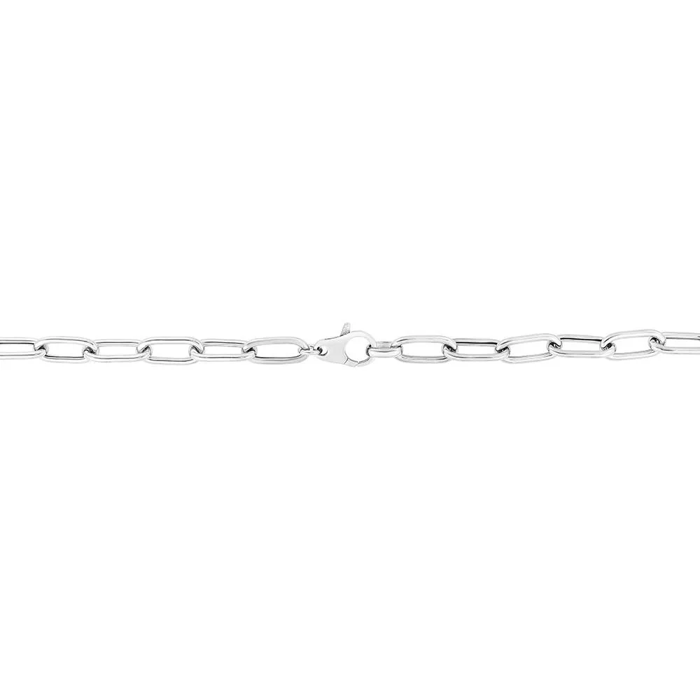 Paperclip Chain Necklace .925 Sterling Silver Gray Size 18" - Image 3