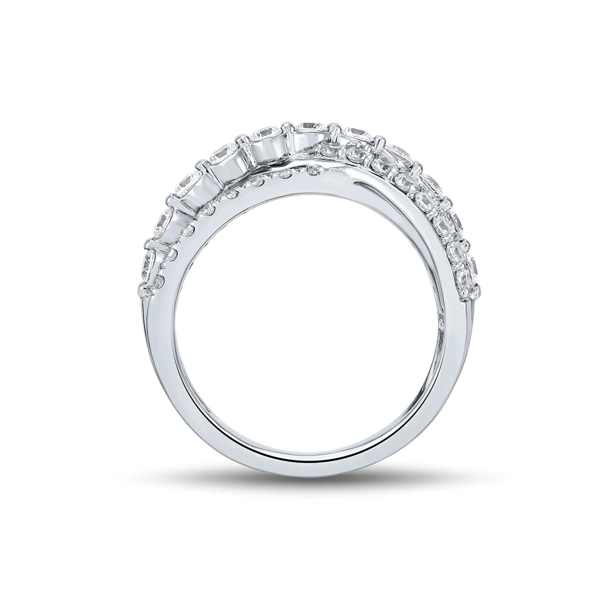 1 3/4 CT. Tw. Lab-Grown Diamond Crossover Ring 14K White Gold Round Brilliant Cut Size 6.5 - Image 2